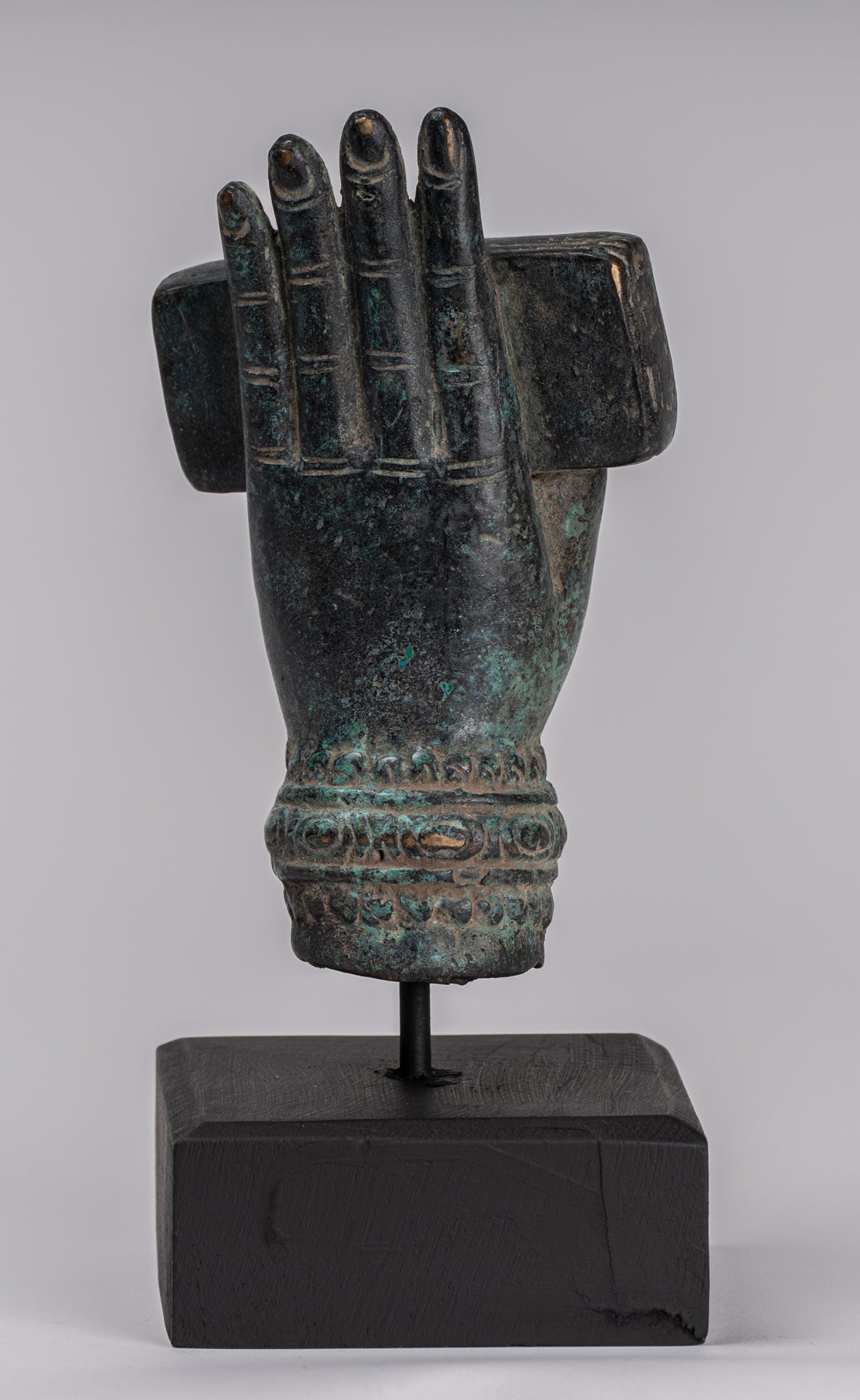 Mano de bronce de bronce del sudeste asiático de estilo antiguo montado - 20cm/8 "