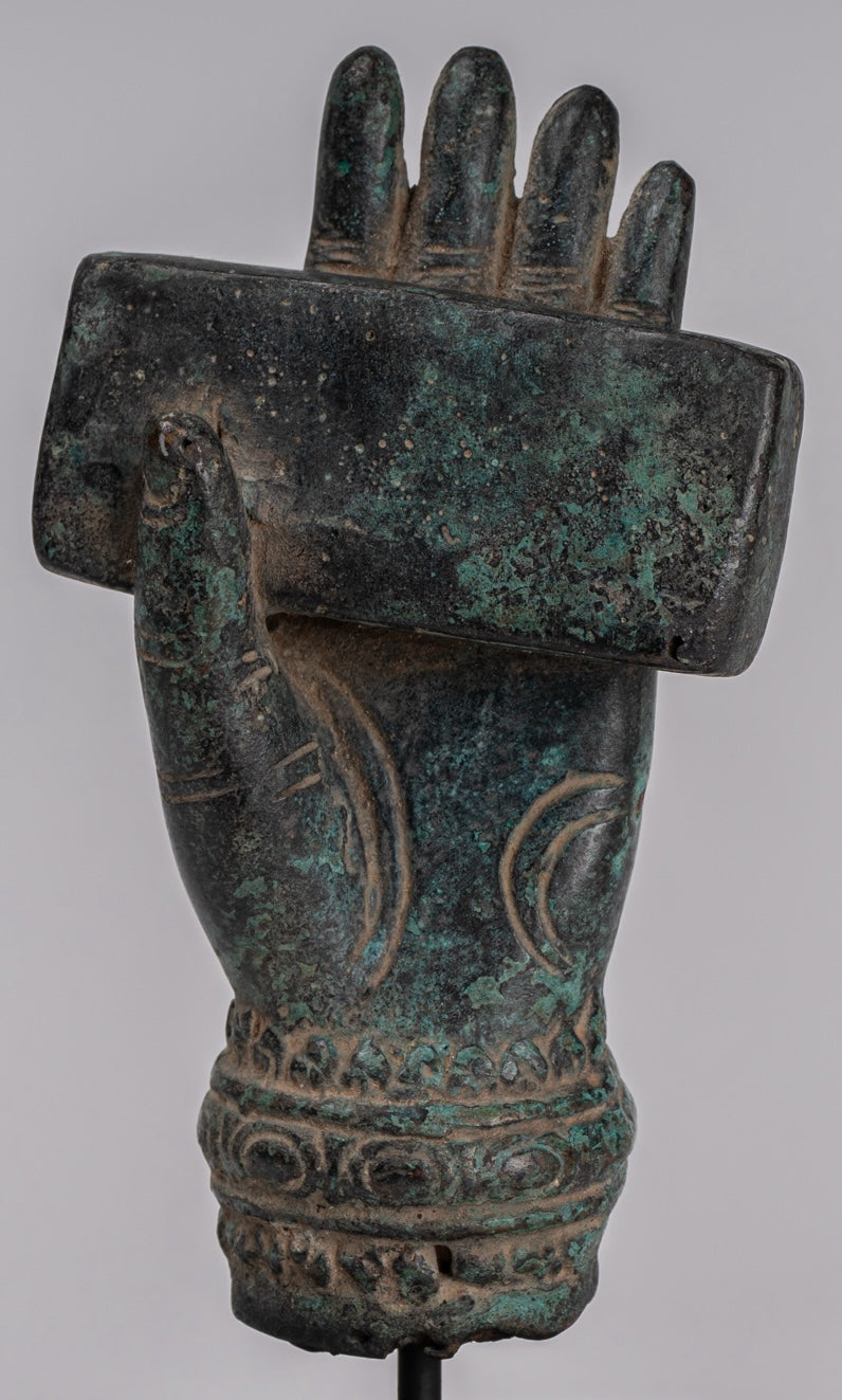 Mano de bronce de bronce del sudeste asiático de estilo antiguo montado - 20cm/8 "