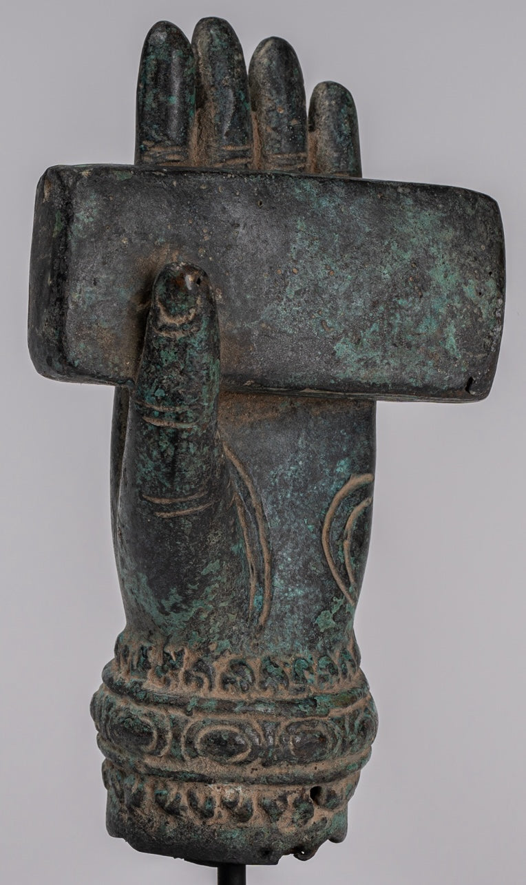 Mano de bronce de bronce del sudeste asiático de estilo antiguo montado - 20cm/8 "