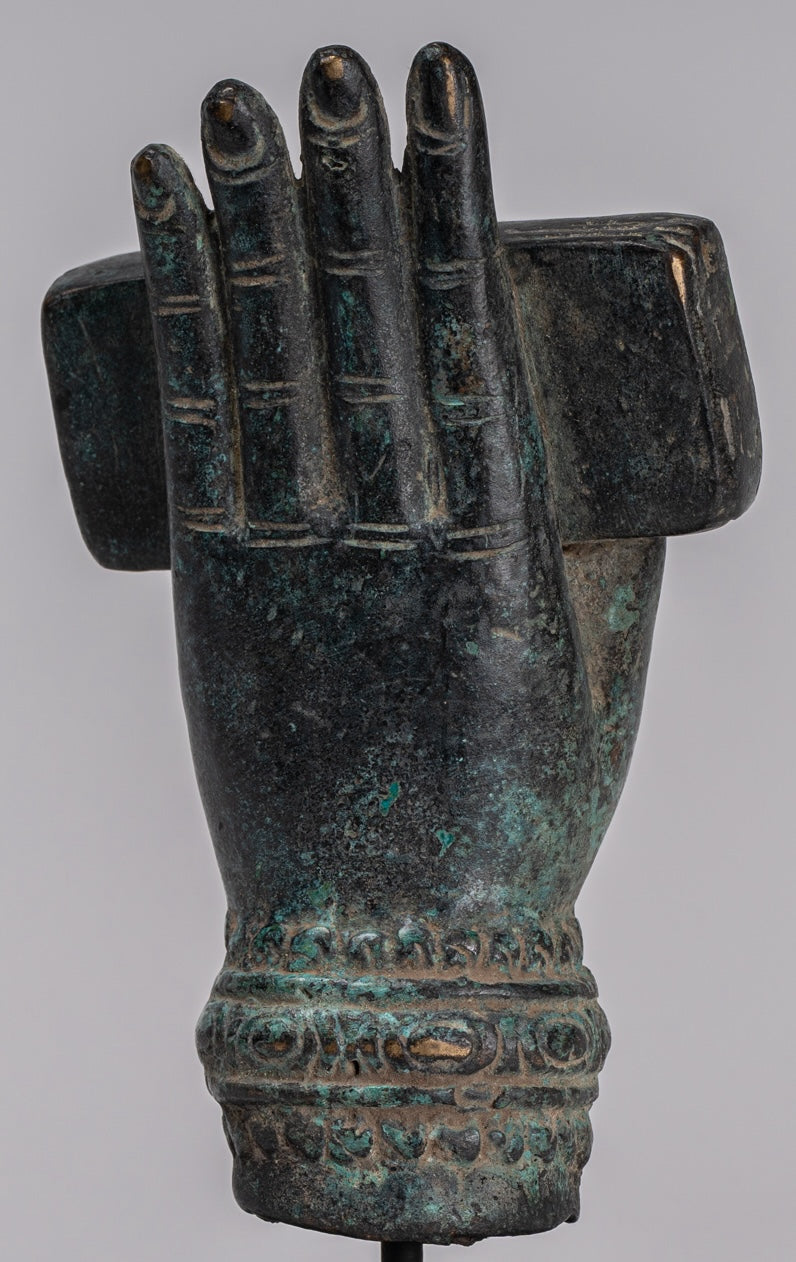 Mano de bronce de bronce del sudeste asiático de estilo antiguo montado - 20cm/8 "