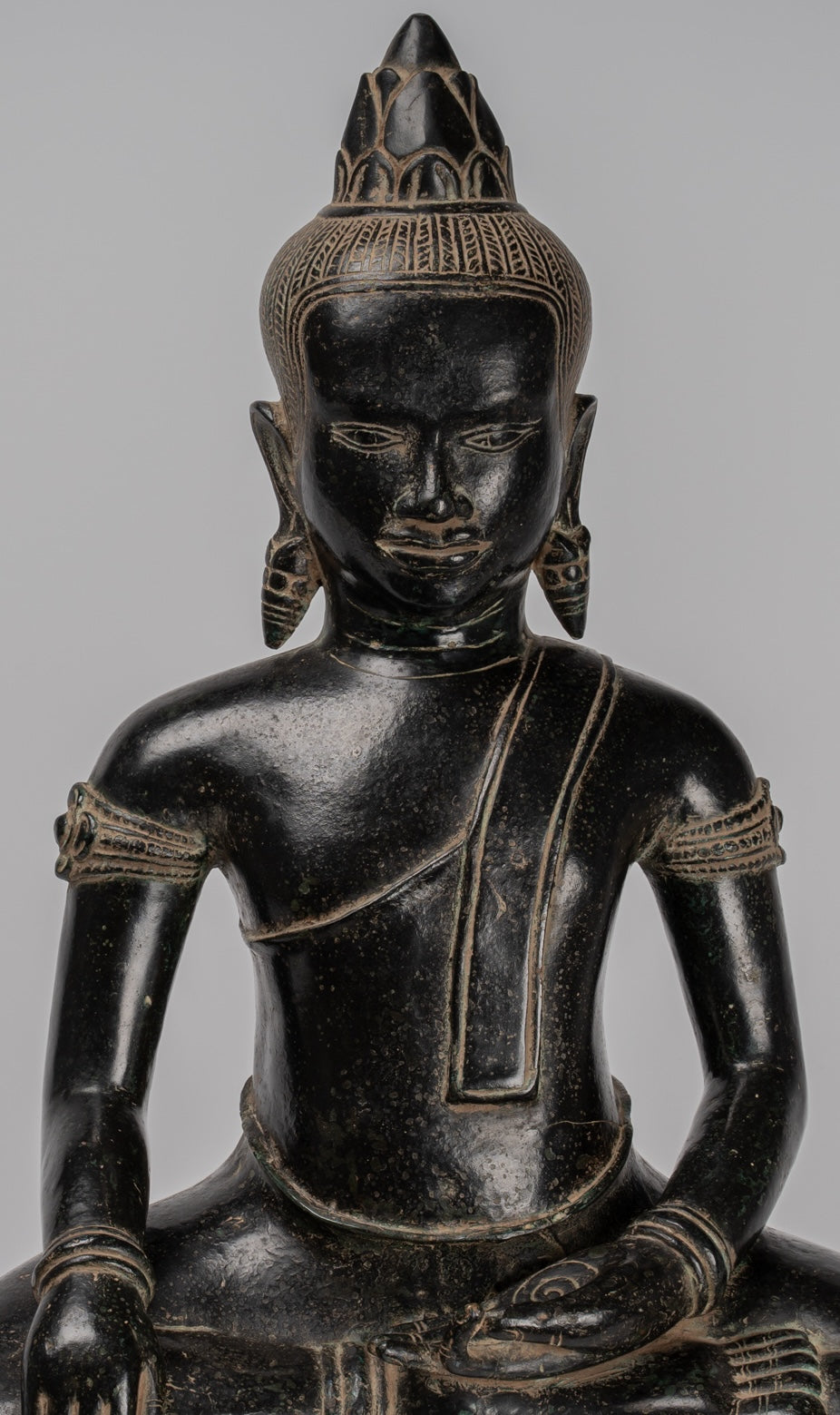 Buddha Statue - Antique Khmer Style Bronze Enlightenment Bayon Buddha Statue - 57cm/23"