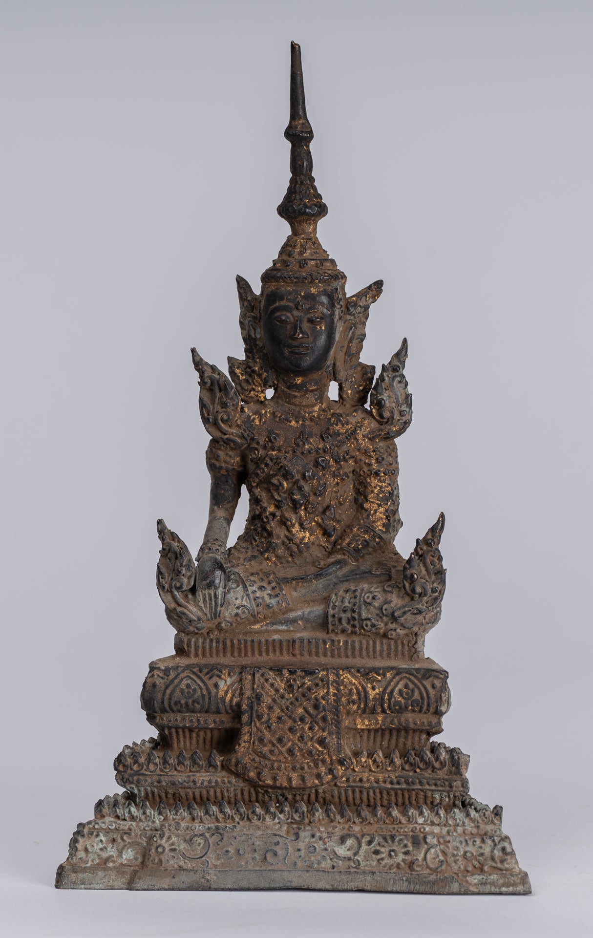 Statue di Buddha - Antique Thai Thai Bronze Rattanakosin Enlightenment Statua Buddha - 21 cm/8 "