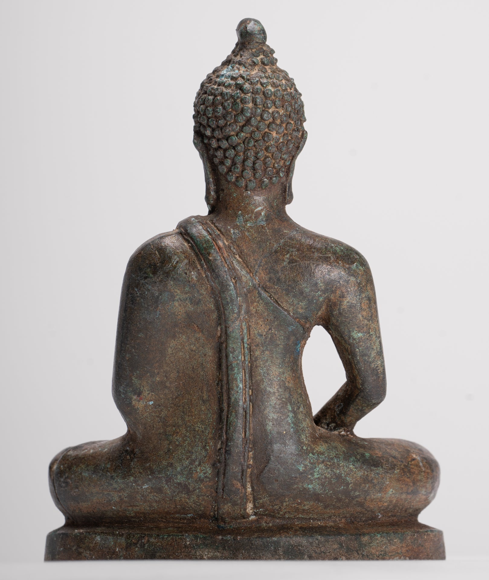 Buddha Sculpture - Antique Thai Style Bronze Seated Chiang Saen Meditation Buddha Statue - 14.5cm/6"