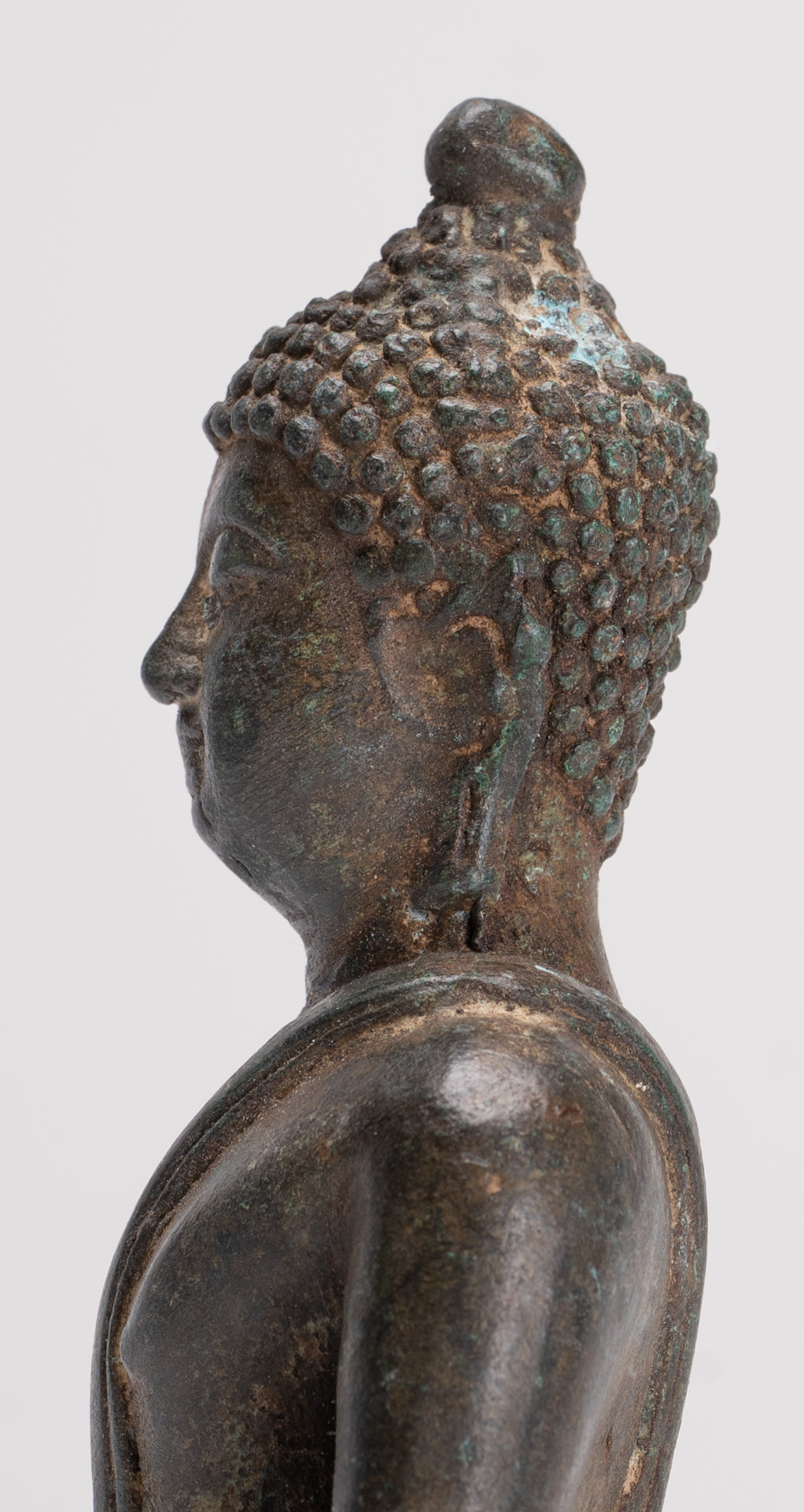 Buddha Sculpture - Antique Thai Style Bronze Seated Chiang Saen Meditation Buddha Statue - 14.5cm/6"