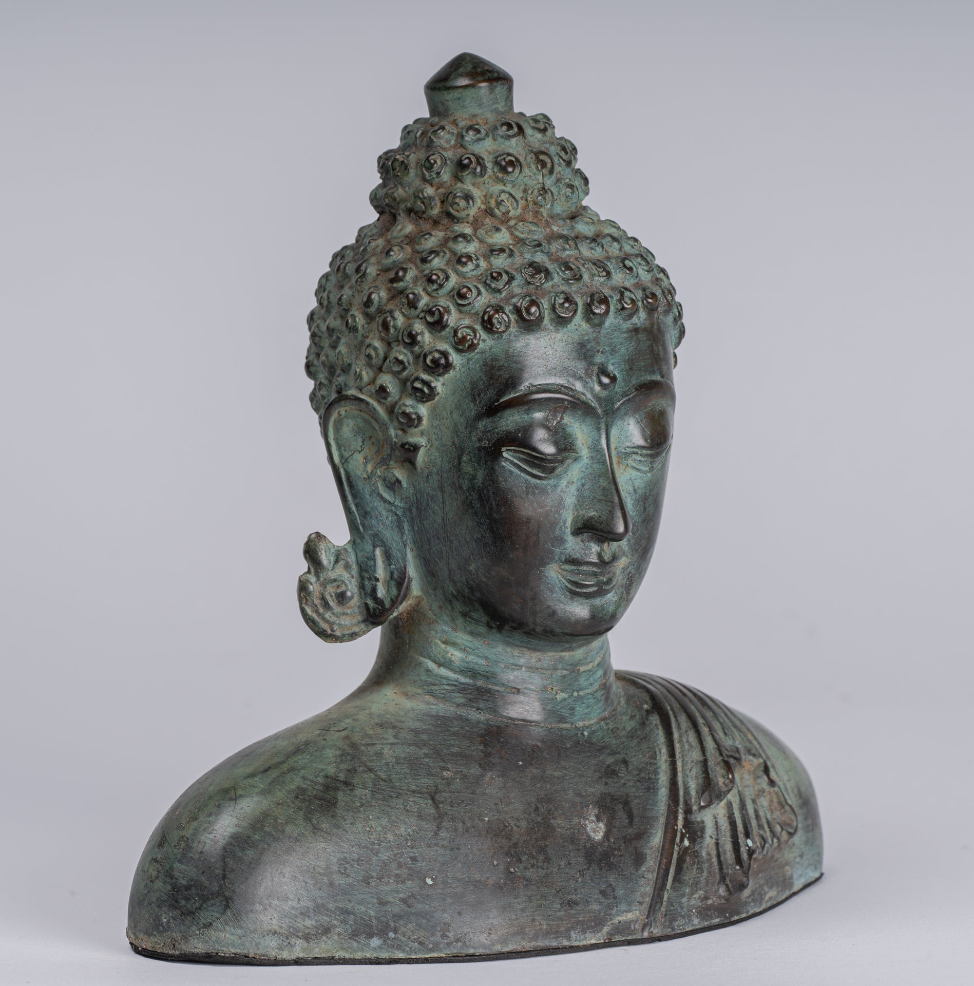 Buddha Statue - Antique Indonesian Style Bronze Javanese Buddha Statue - 20cm/8"