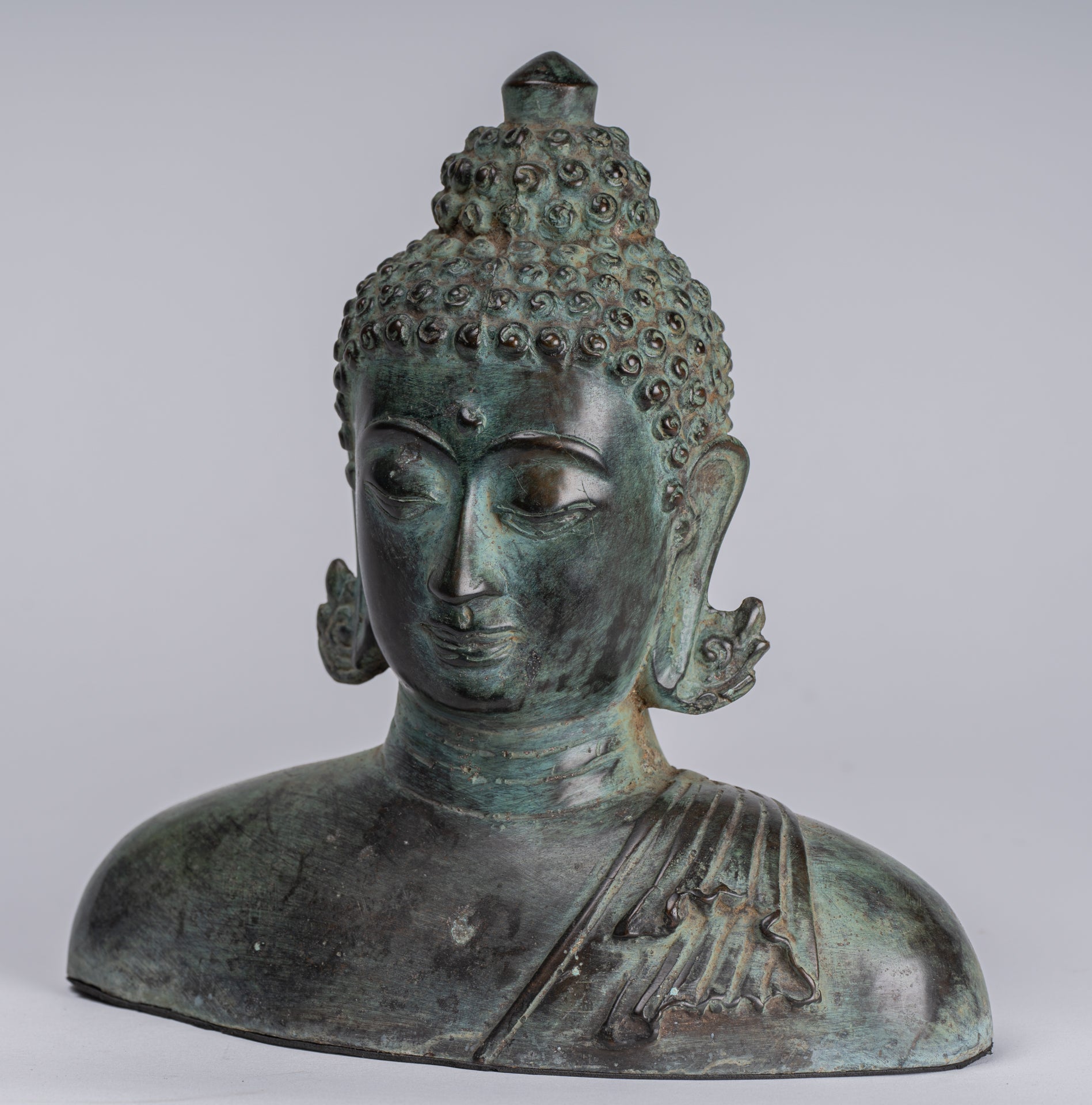 Buddha Statue - Antique Indonesian Style Bronze Javanese Buddha Statue - 20cm/8"