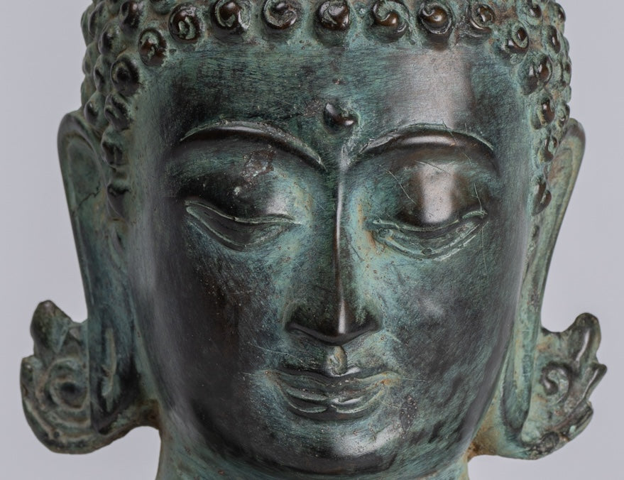 Buddha Statue - Antique Indonesian Style Bronze Javanese Buddha Statue - 20cm/8"