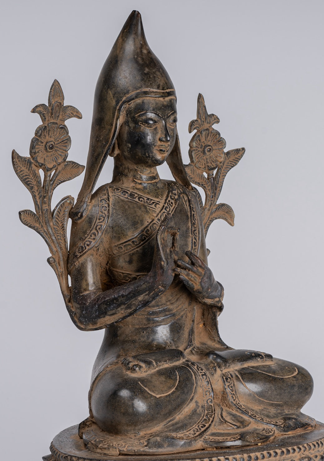 Lama Statue - Antique Tibet Style Seated Teaching Lama Statue - 33cm/13"