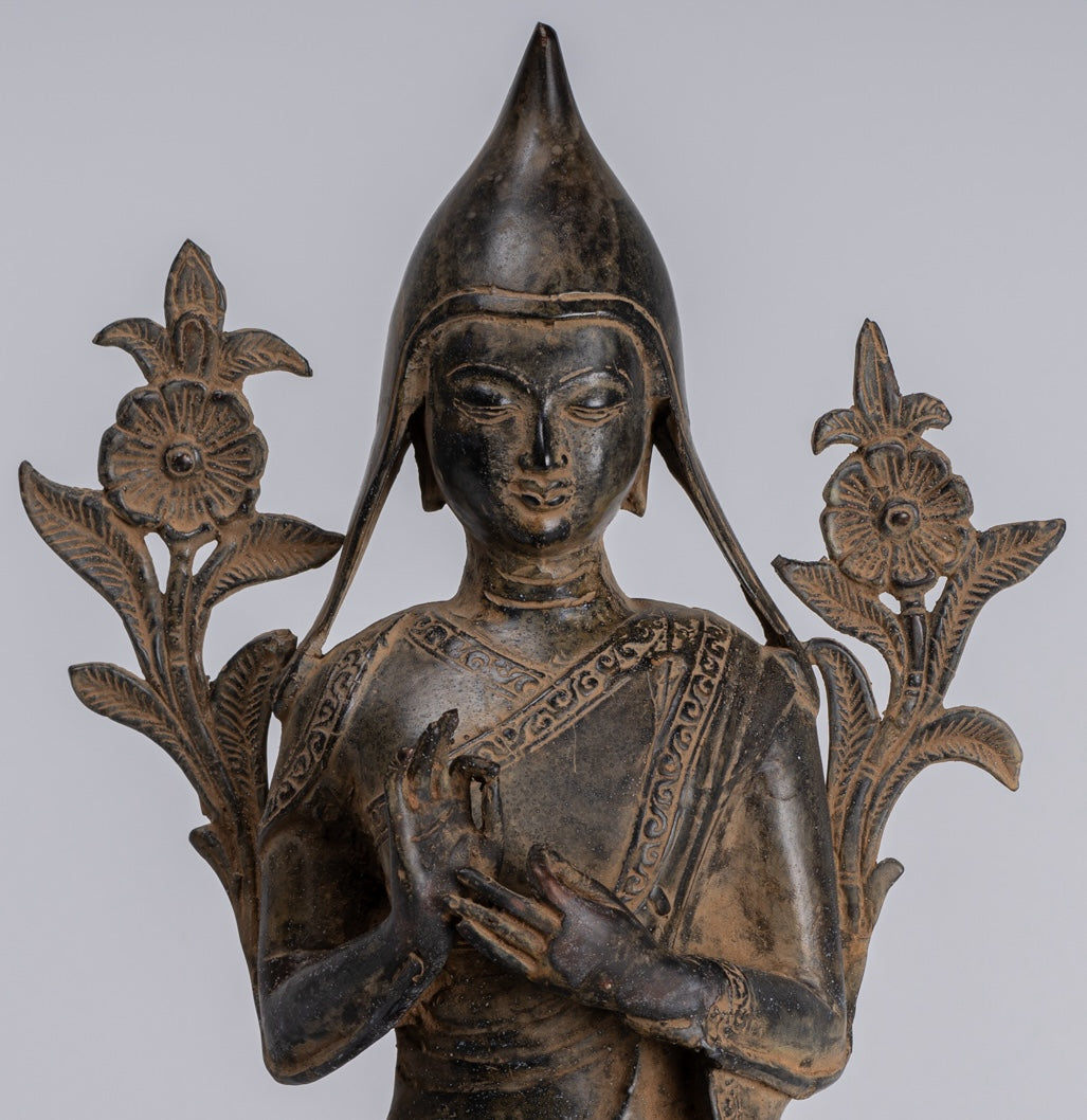 Lama Statue - Antique Tibet Style Seated Teaching Lama Statue - 33cm/13"