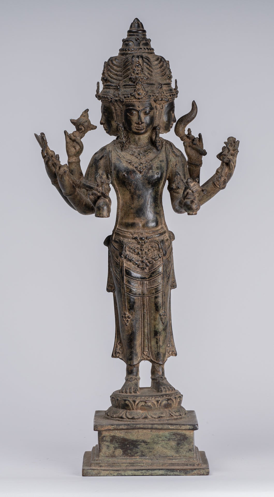 Statua Brahma - Antique stile indonesiano Majapahit in piedi Bronzo Brahma Statua - 50 cm/20 "