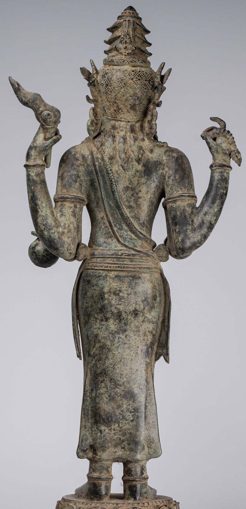 Shiva Statue - Antique Indonesian Style Bronze Javanese Standing 4-Arm Shiva Statue - 82cm/33"