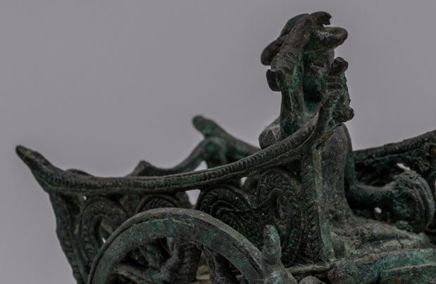 Estatua del carrito de bueyes - Estatua de carro de buey de bronce de estilo jemer antiguo - 24 cm/10 "