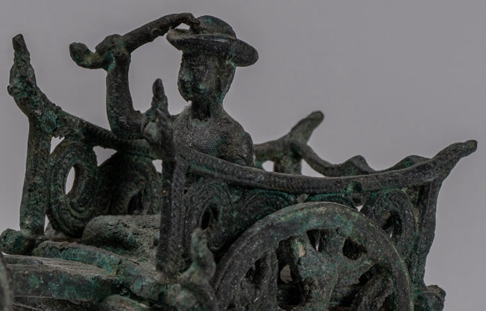 Estatua del carrito de bueyes - Estatua de carro de buey de bronce de estilo jemer antiguo - 24 cm/10 "