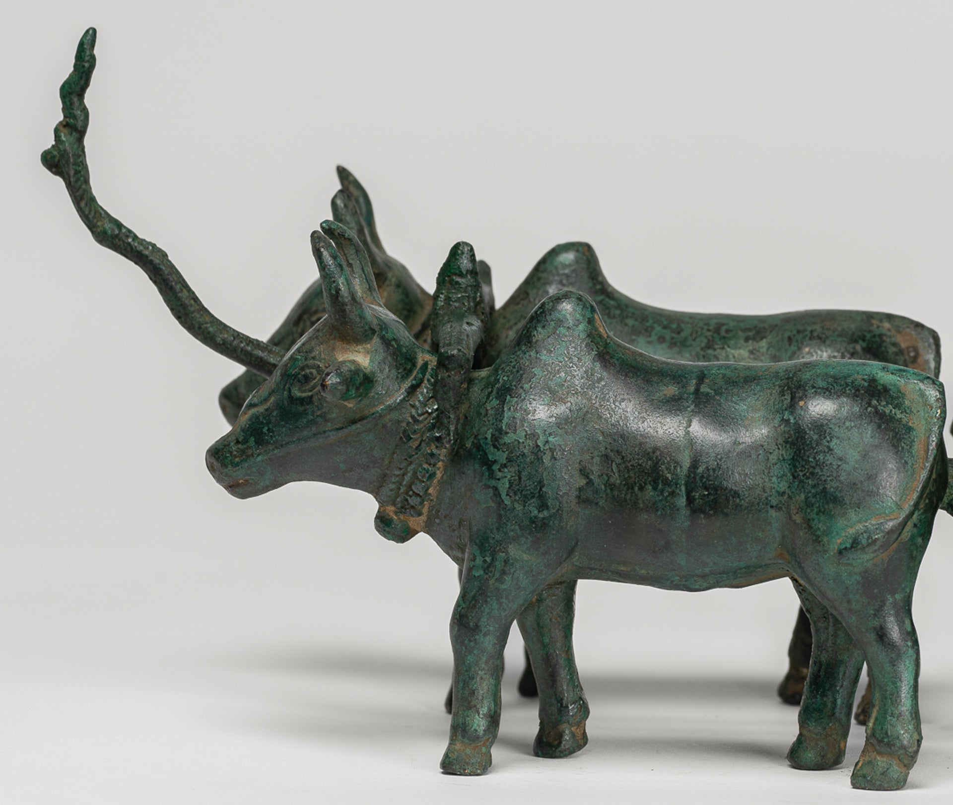 OX CART -Statue - Antique Khmer Style Bronze Ochsenwagenstatue - 24 cm/10 "