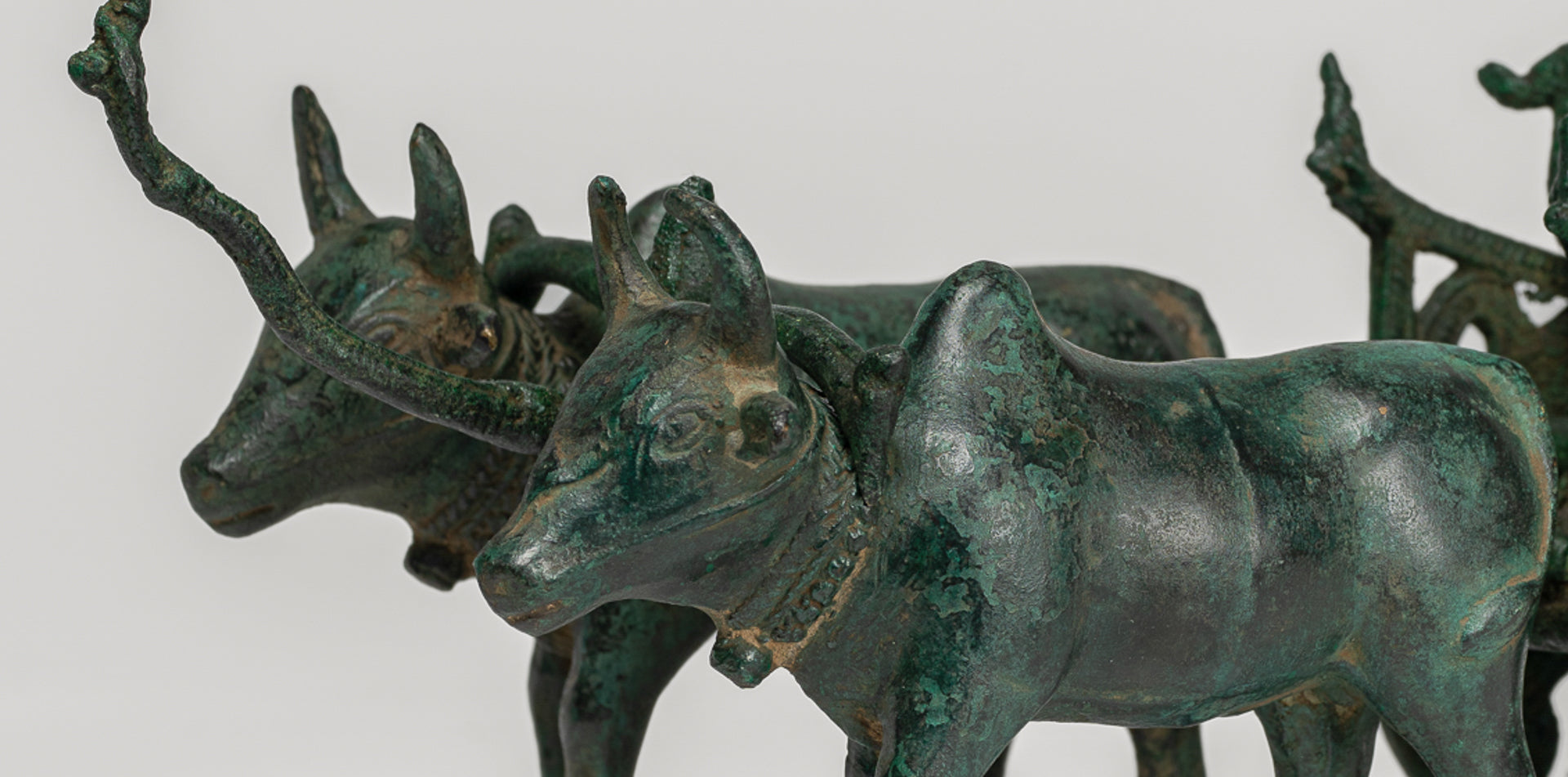 OX CART -Statue - Antique Khmer Style Bronze Ochsenwagenstatue - 24 cm/10 "