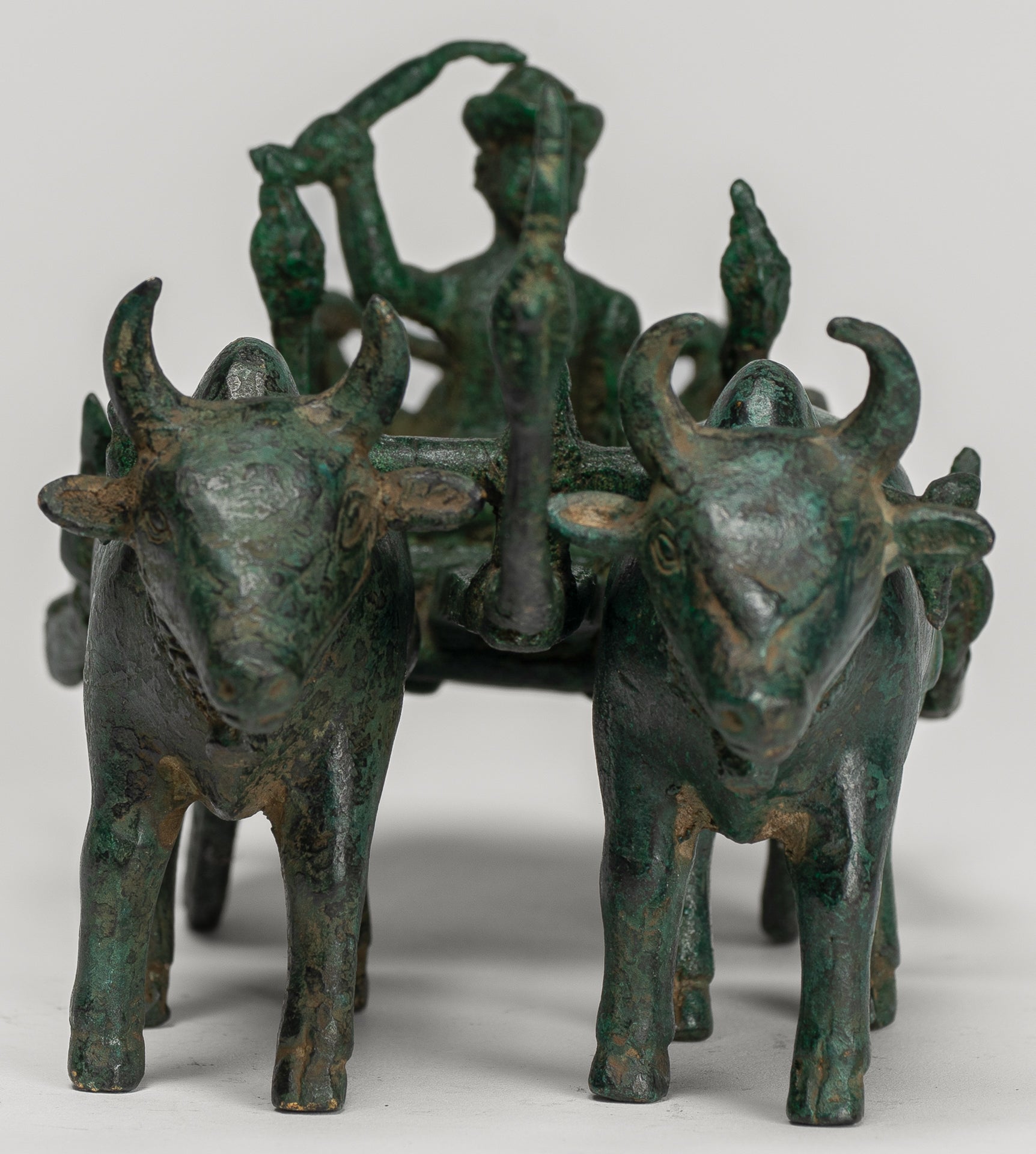 OX CART -Statue - Antique Khmer Style Bronze Ochsenwagenstatue - 24 cm/10 "