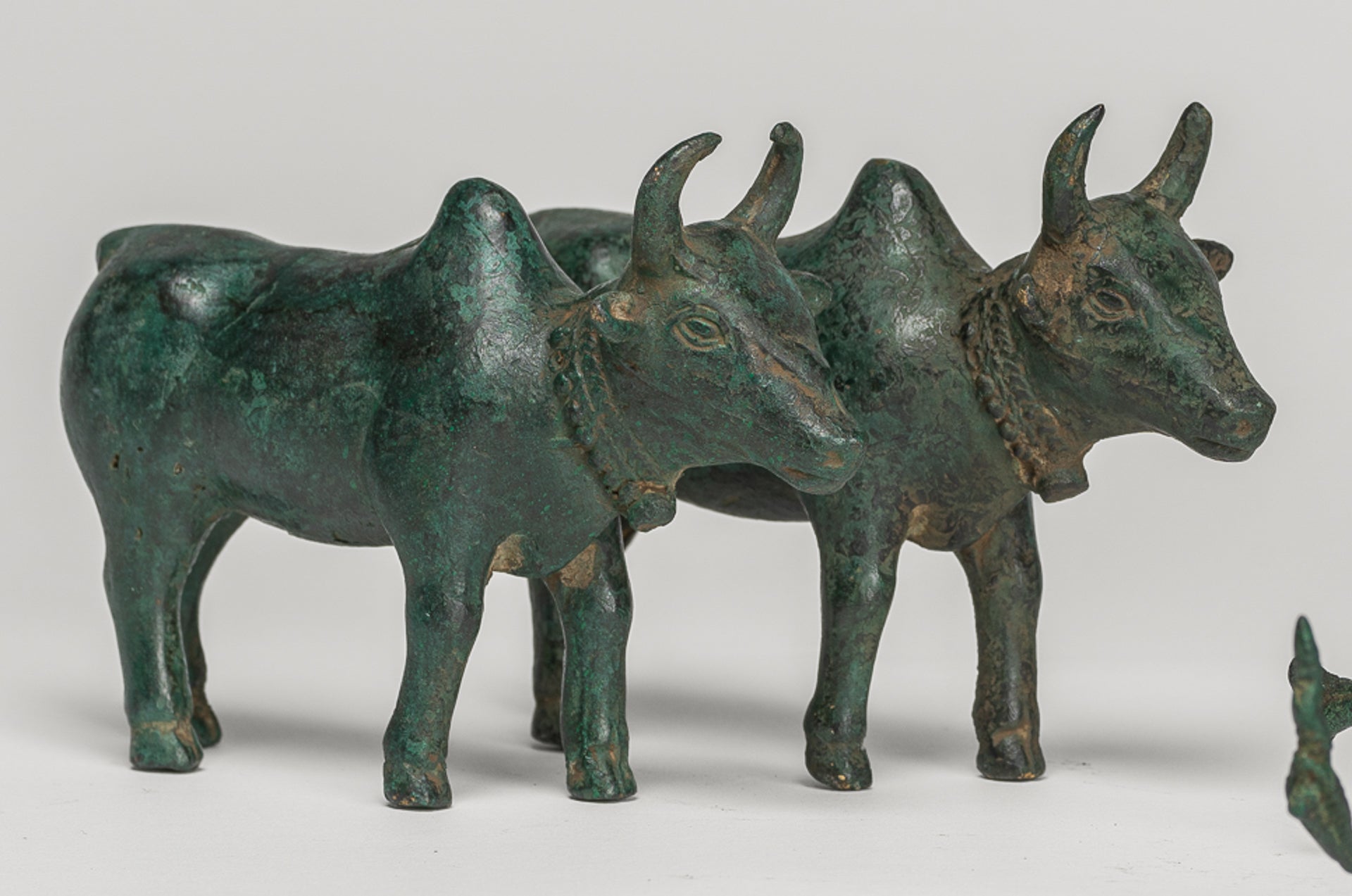 OX CART -Statue - Antique Khmer Style Bronze Ochsenwagenstatue - 24 cm/10 "