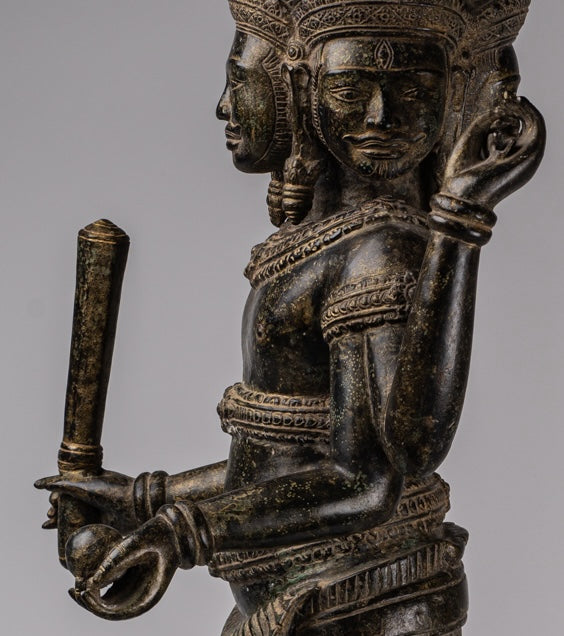 Estatua de Brahma - Estilo antiguo Khmer Koh Ker de pie Bronce Brahma - Creación de Dios Hindú - 94cm/38 "