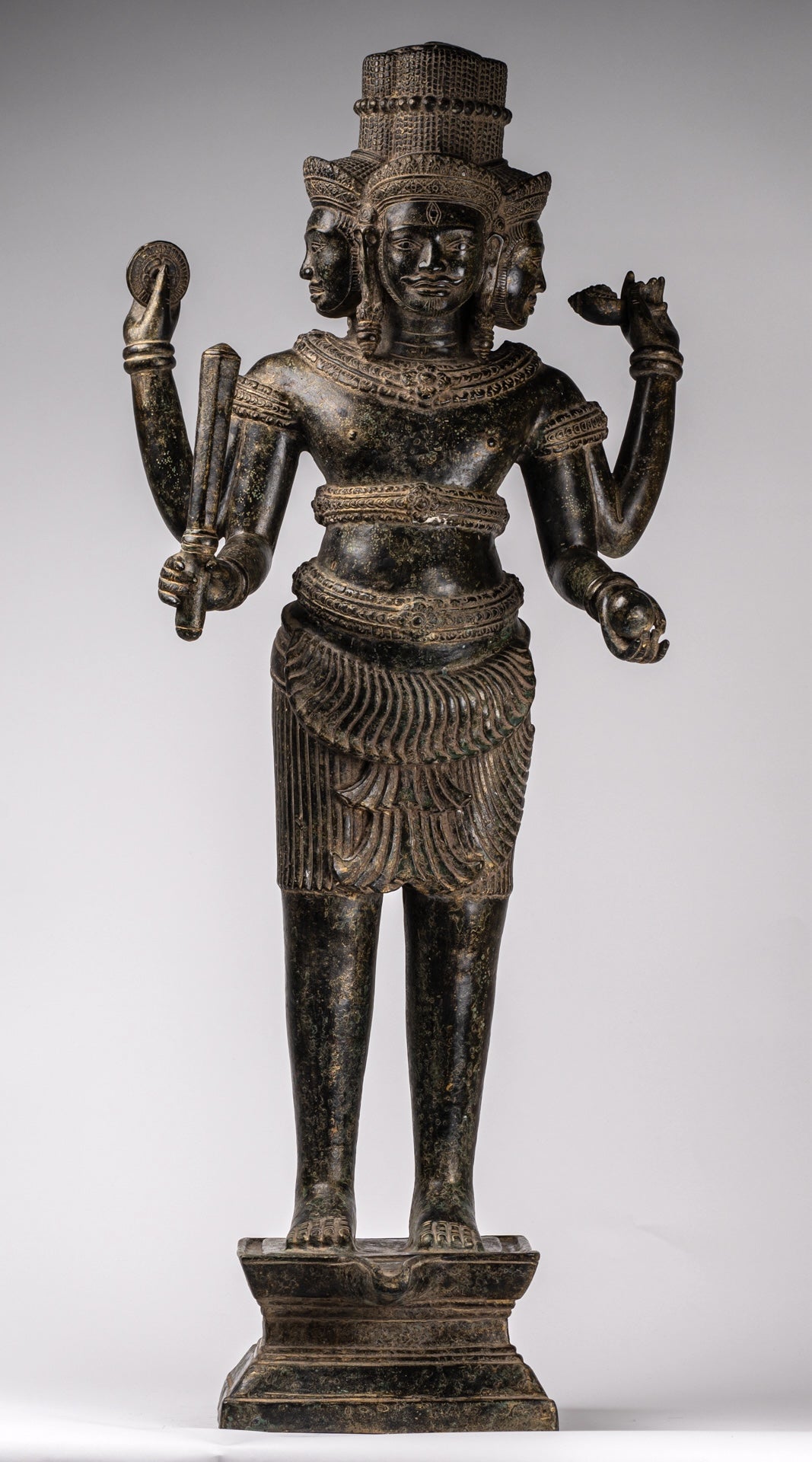 Estatua de Brahma - Estilo antiguo Khmer Koh Ker de pie Bronce Brahma - Creación de Dios Hindú - 94cm/38 "