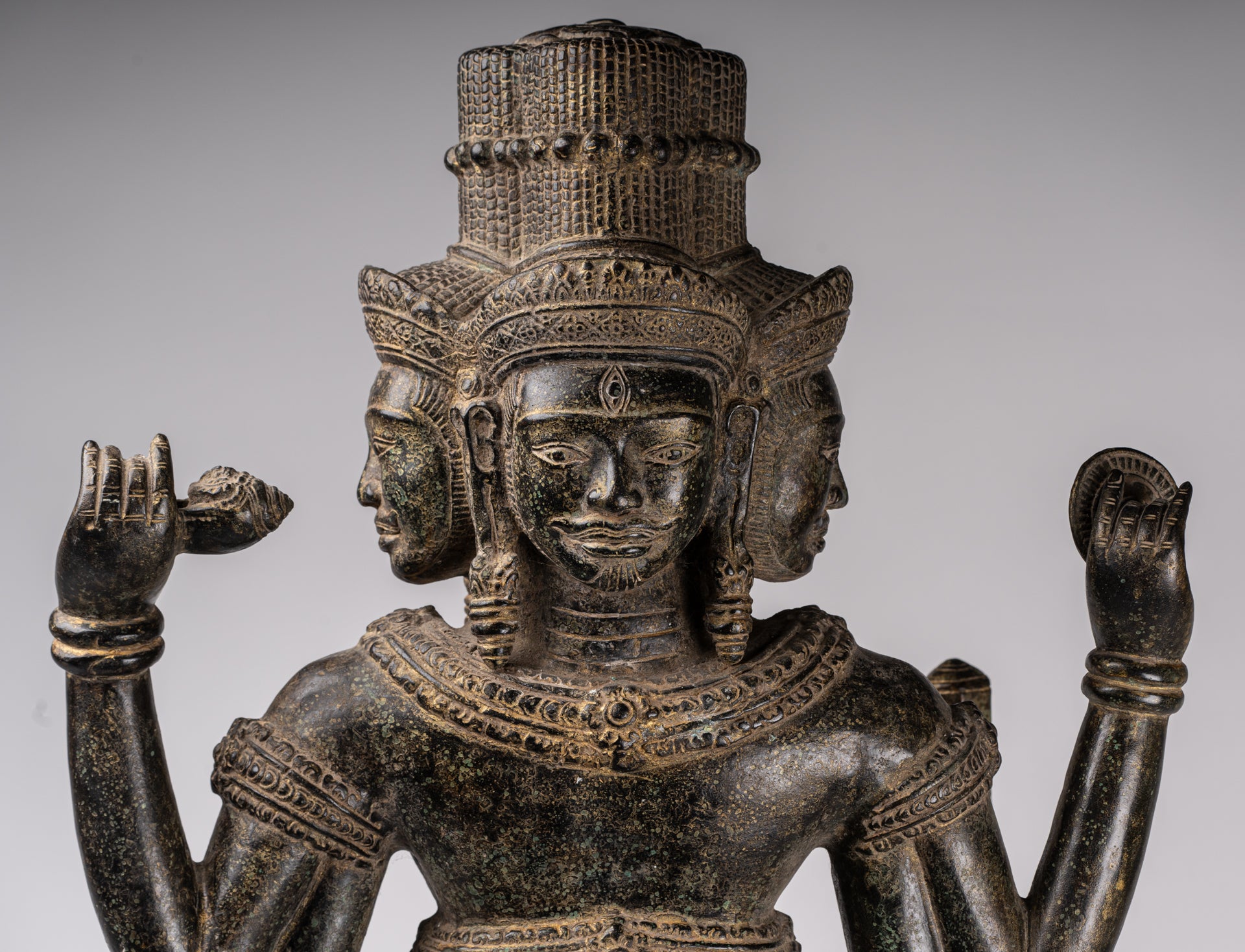 Estatua de Brahma - Estilo antiguo Khmer Koh Ker de pie Bronce Brahma - Creación de Dios Hindú - 94cm/38 "