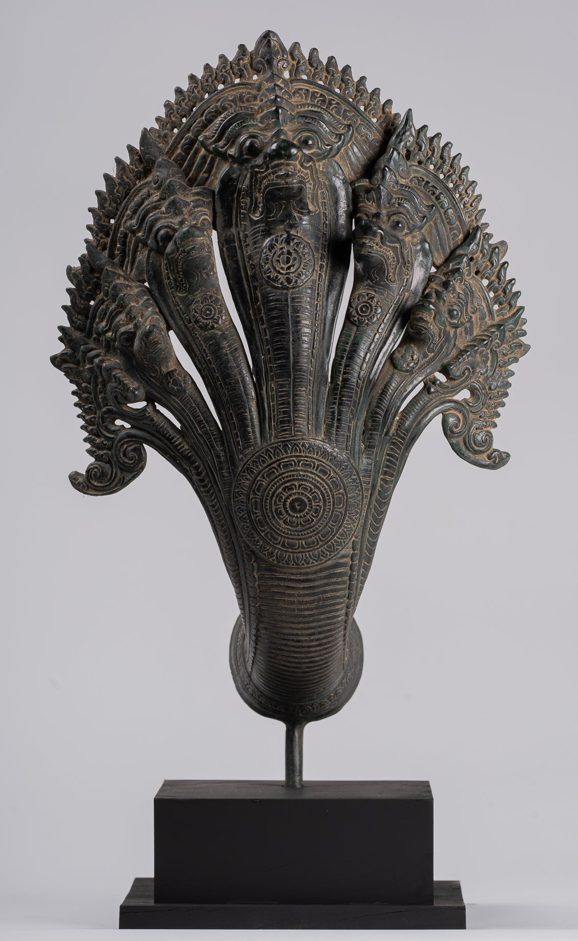 Naga Statue - Antique Khmer Style Bronze Protective Naga, Snake or Serpent Statue - 57cm/23"