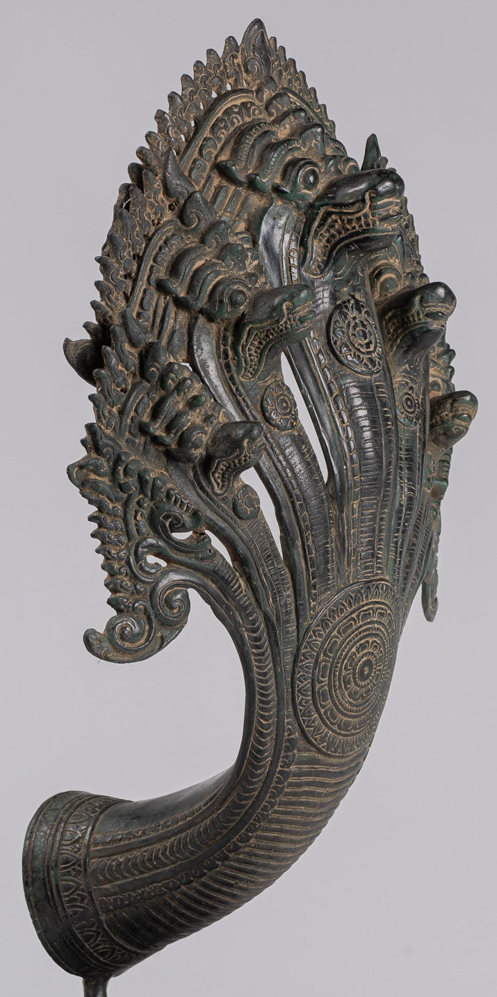 Naga Statue - Antique Khmer Style Bronze Protective Naga, Snake or Serpent Statue - 57cm/23"