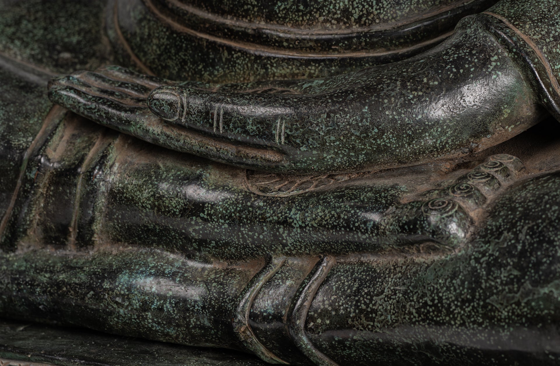 Buddha - Antique Khmer in stile Bronzo Insegnamento in trono Buddha Statua - 95 cm/38 "