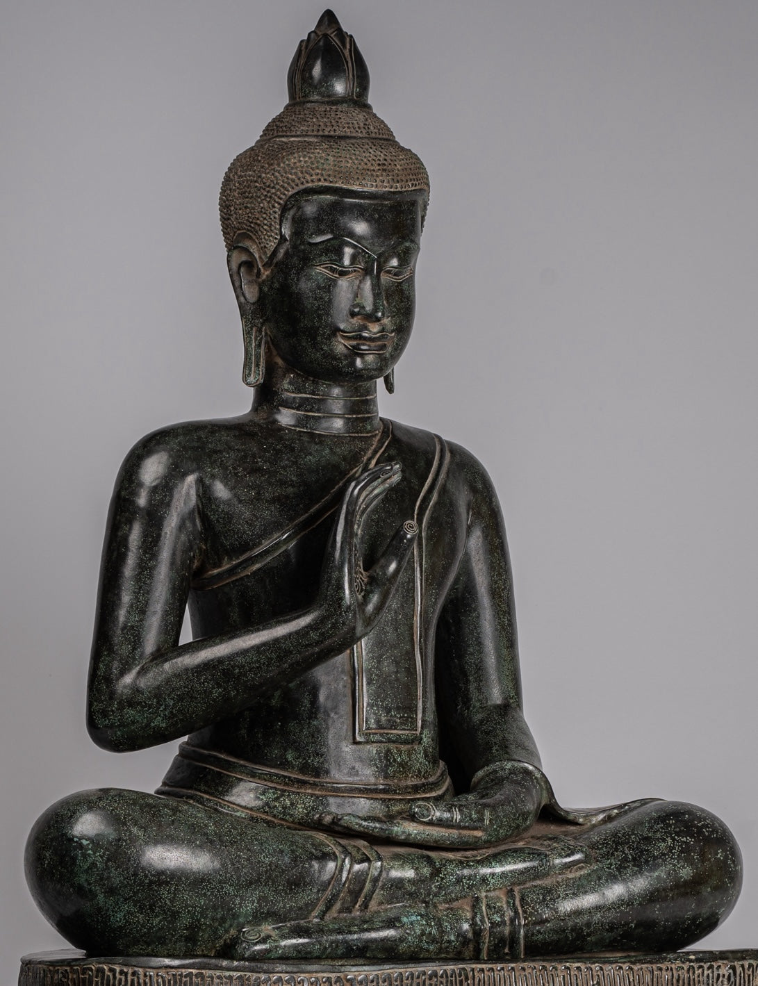 Buddha - Antique Khmer in stile Bronzo Insegnamento in trono Buddha Statua - 95 cm/38 "