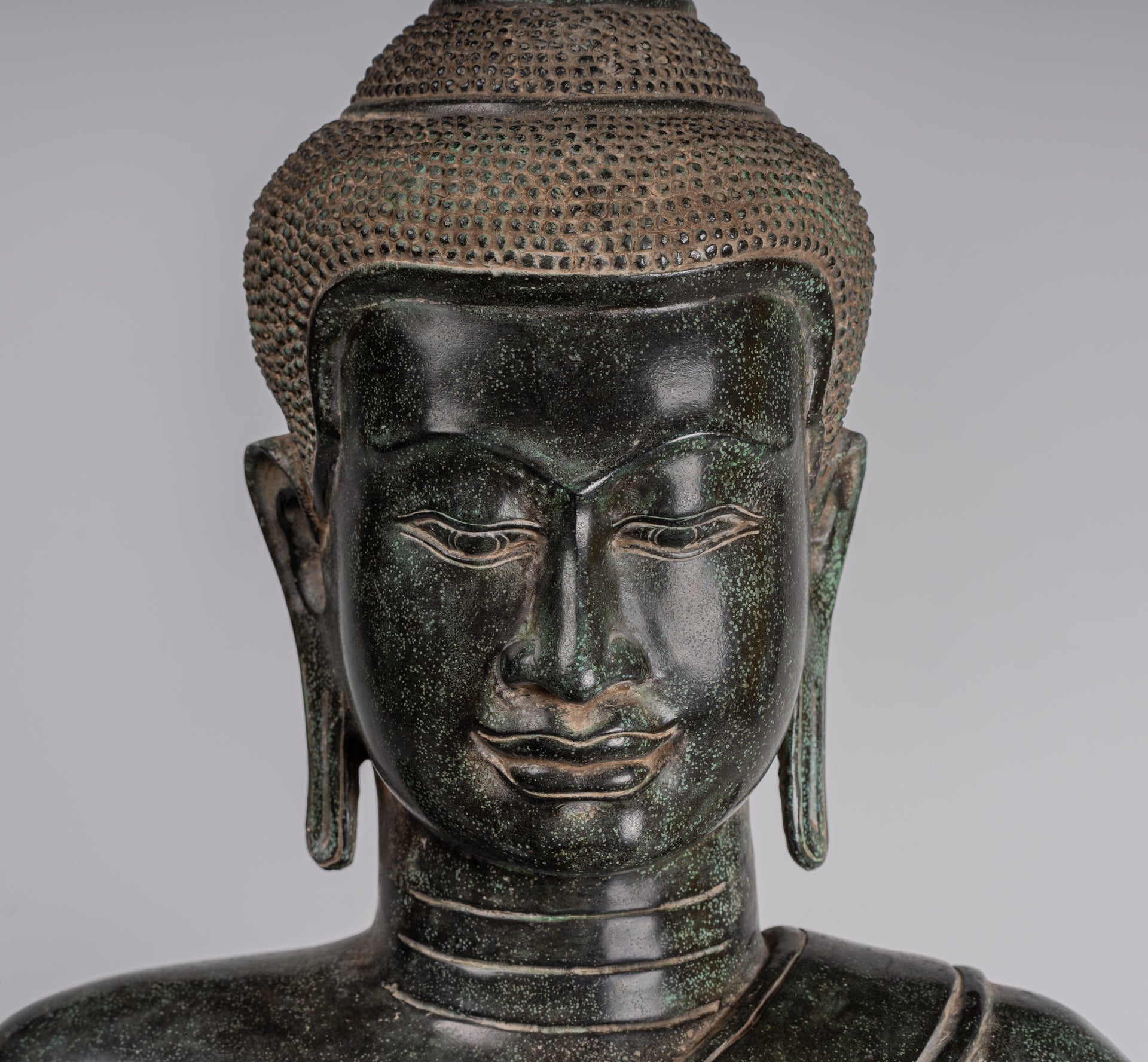 Buddha - Antique Khmer in stile Bronzo Insegnamento in trono Buddha Statua - 95 cm/38 "