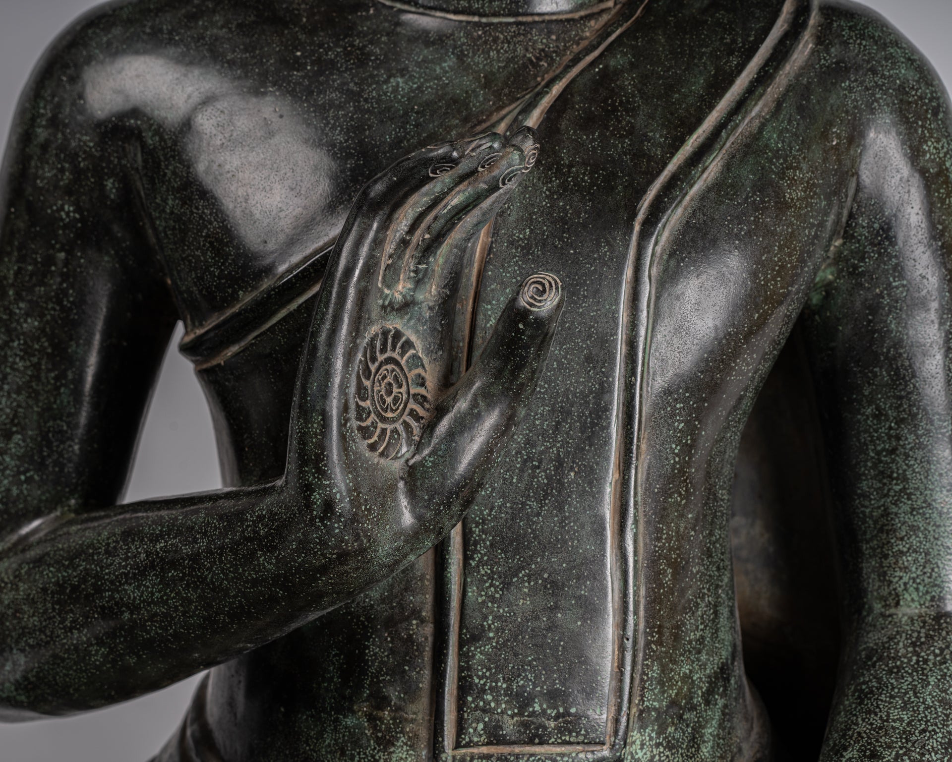 Buddha - Antique Khmer in stile Bronzo Insegnamento in trono Buddha Statua - 95 cm/38 "