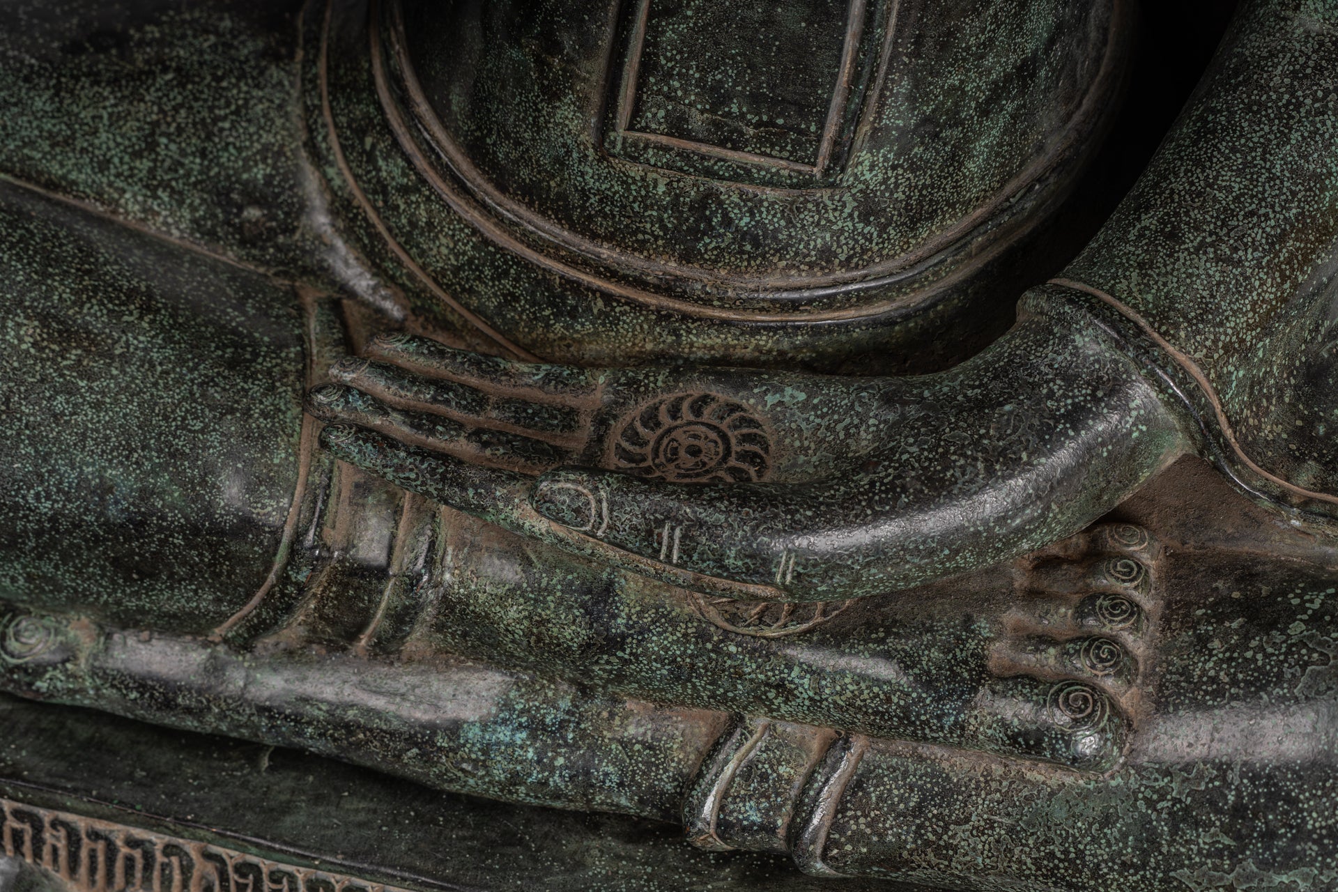 Buddha - Antique Khmer in stile Bronzo Insegnamento in trono Buddha Statua - 95 cm/38 "