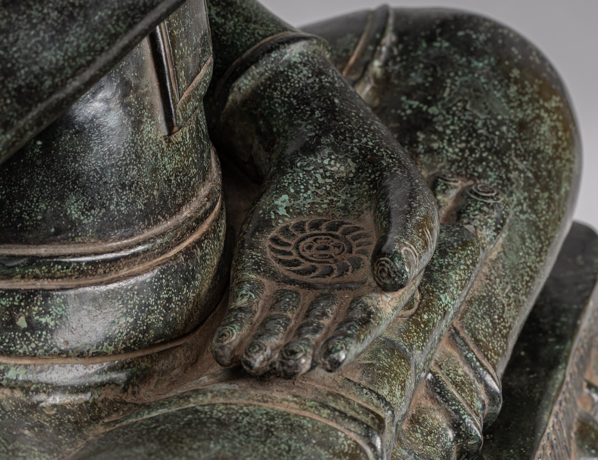 Buddha - Antique Khmer in stile Bronzo Insegnamento in trono Buddha Statua - 95 cm/38 "