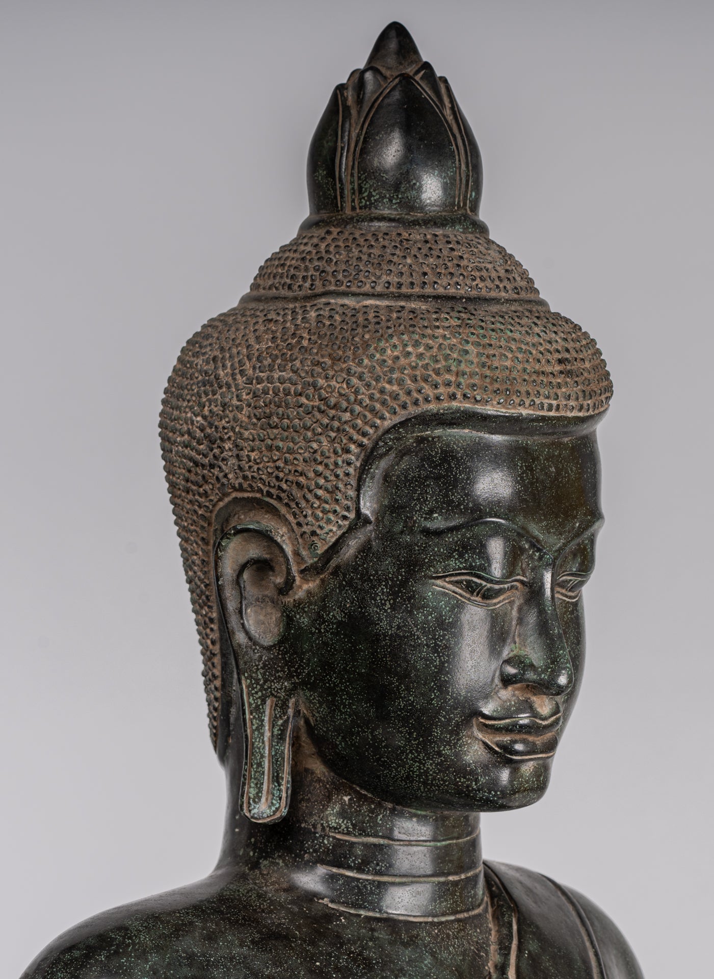 Buddha - Antique Khmer in stile Bronzo Insegnamento in trono Buddha Statua - 95 cm/38 "