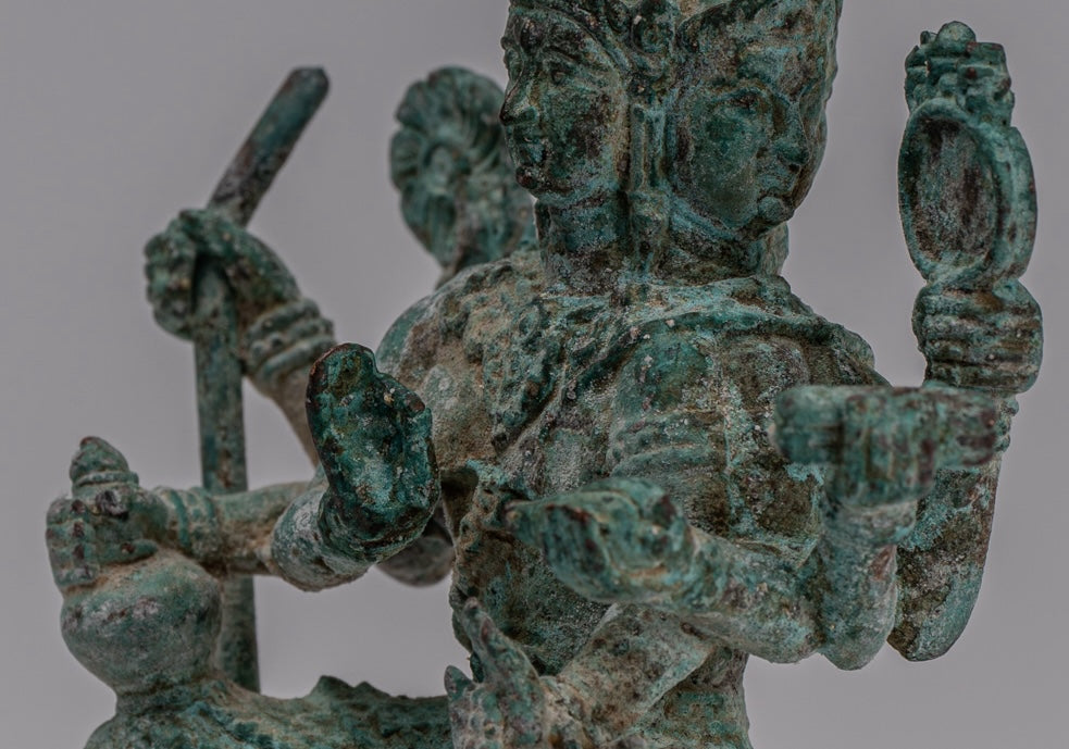 Brahma Statue - Bronzo Brahma in stile Khmer antico - Creazione di Dio indù - 14 cm/6 "