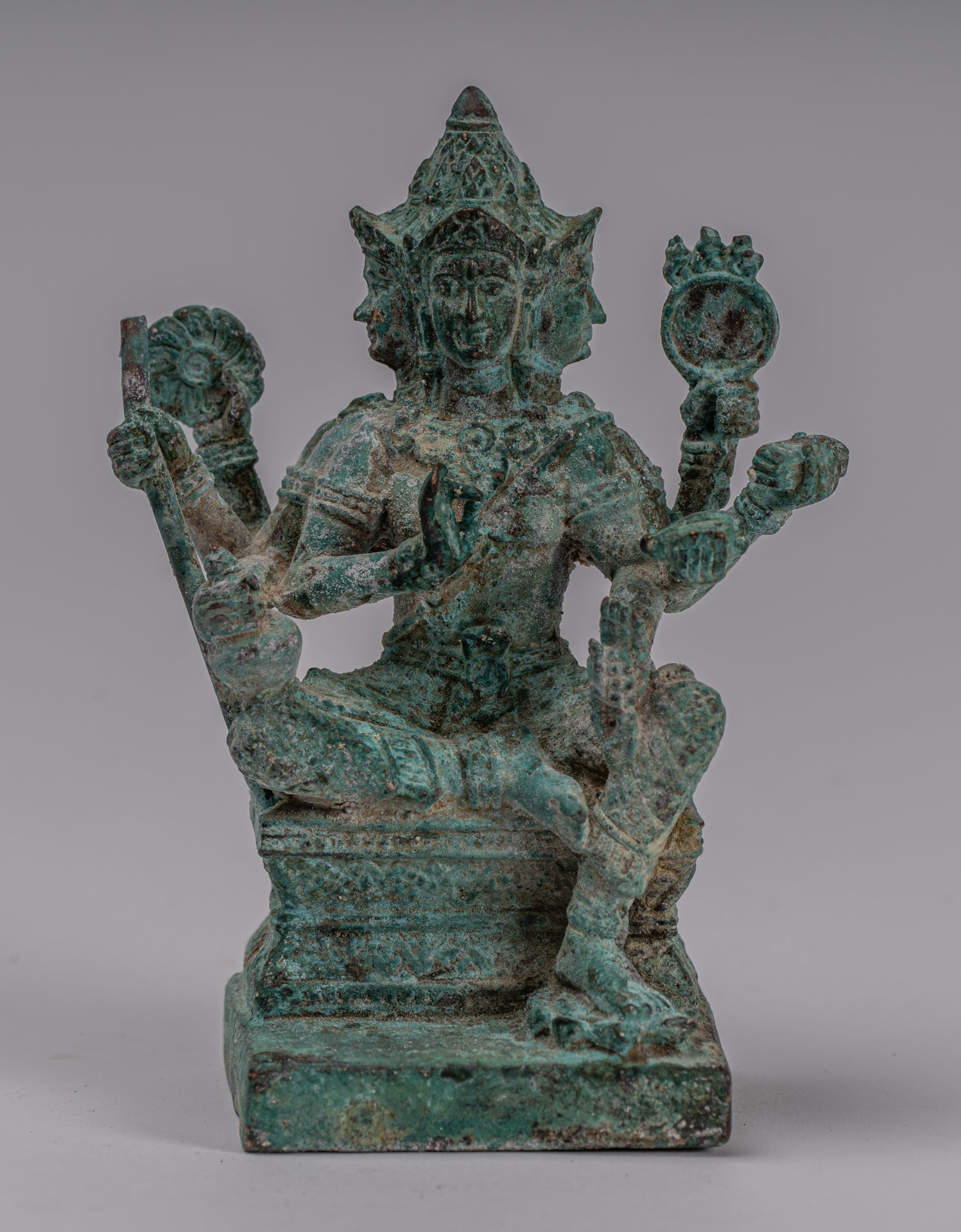 Brahma Statue - Bronzo Brahma in stile Khmer antico - Creazione di Dio indù - 14 cm/6 "