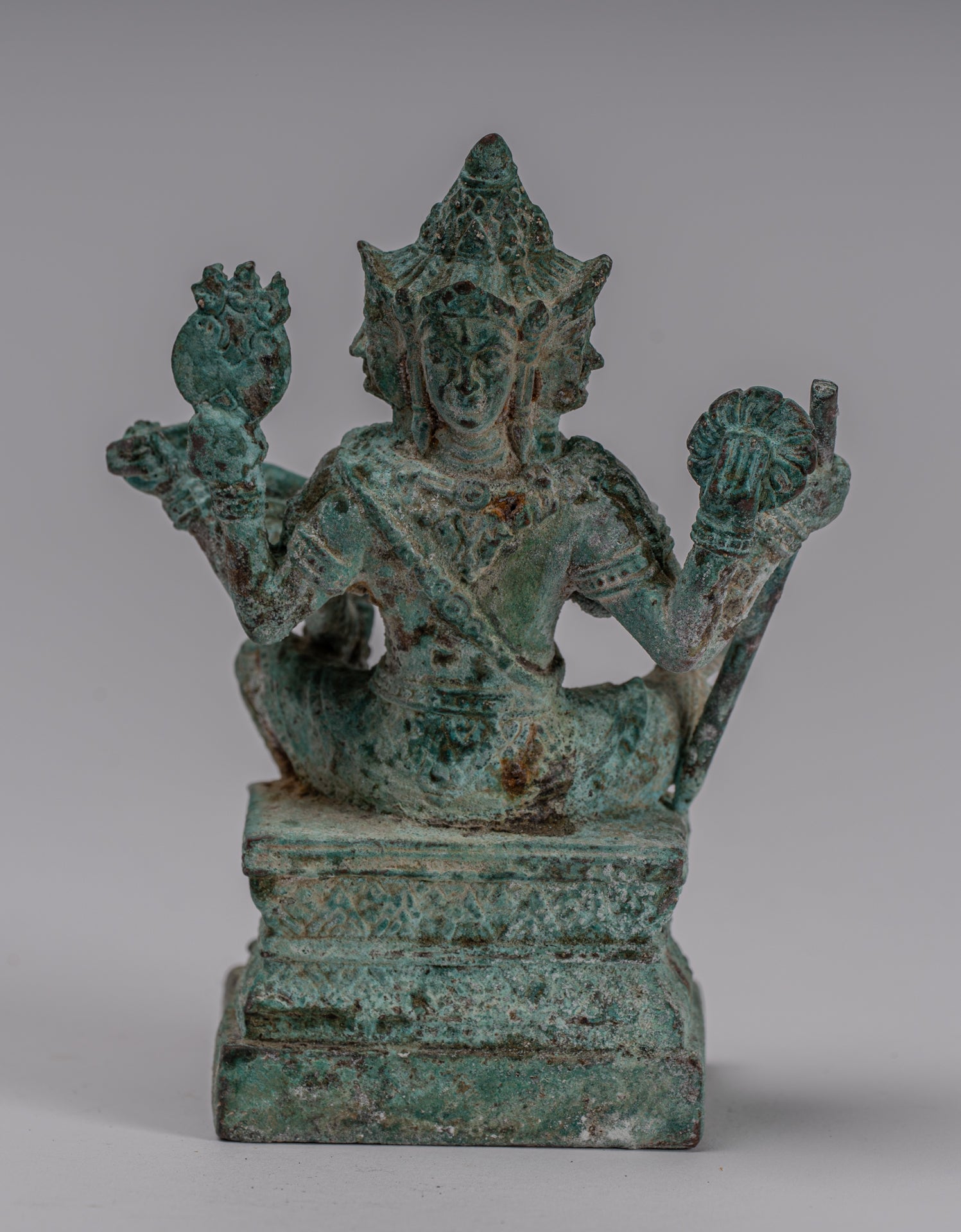 Brahma Statue - Bronzo Brahma in stile Khmer antico - Creazione di Dio indù - 14 cm/6 "