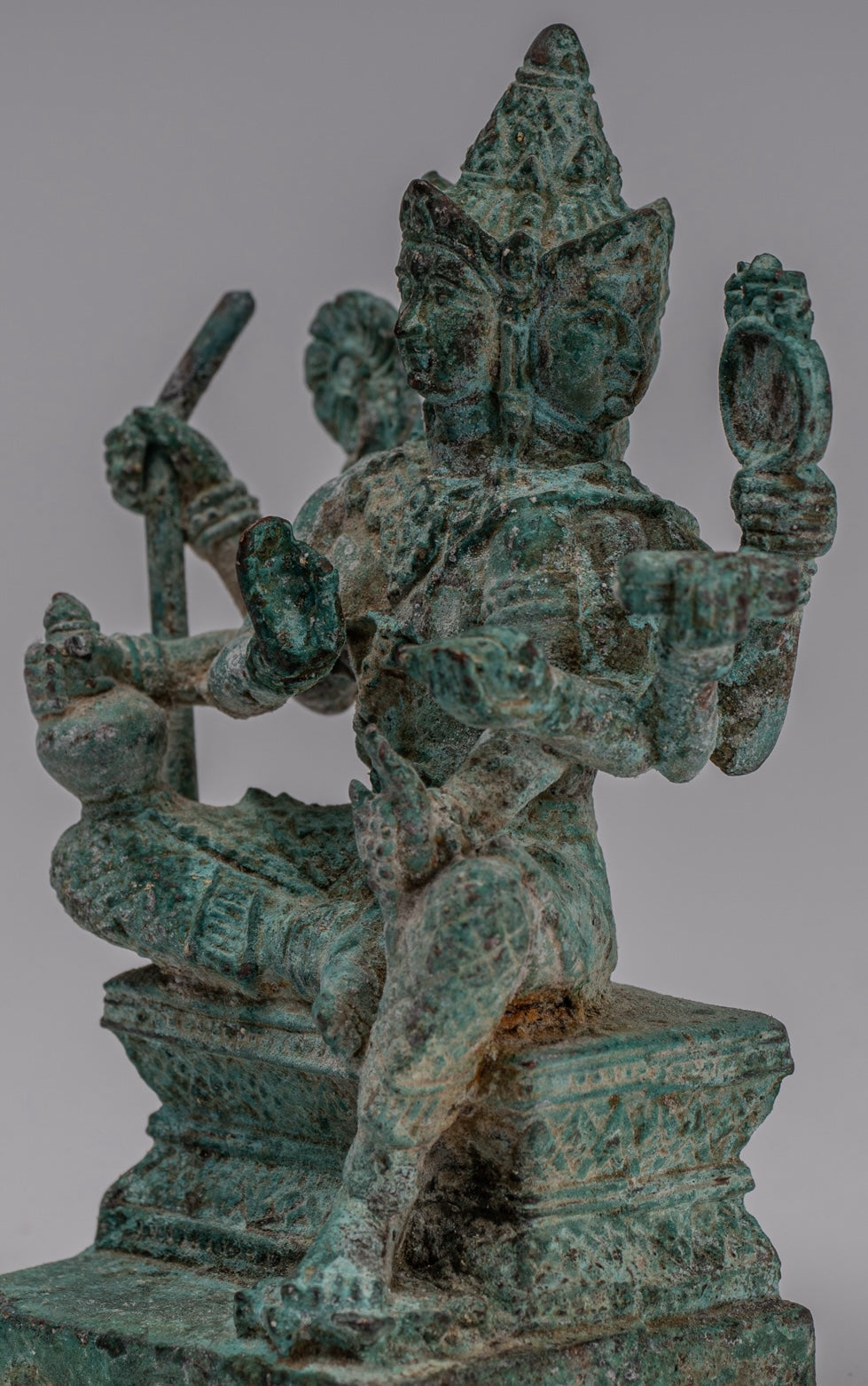 Brahma Statue - Bronzo Brahma in stile Khmer antico - Creazione di Dio indù - 14 cm/6 "