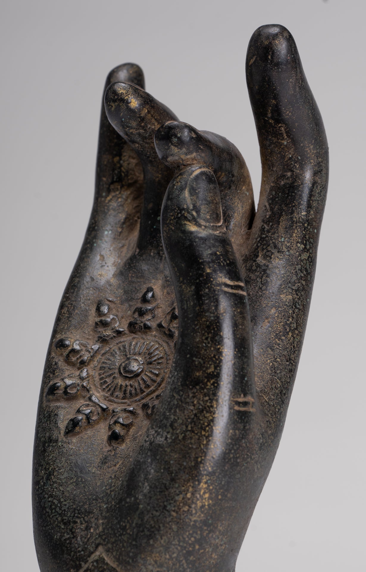 Antique Khmer Style Southeast Asia Bronze Teaching Hand - 22cm/9"