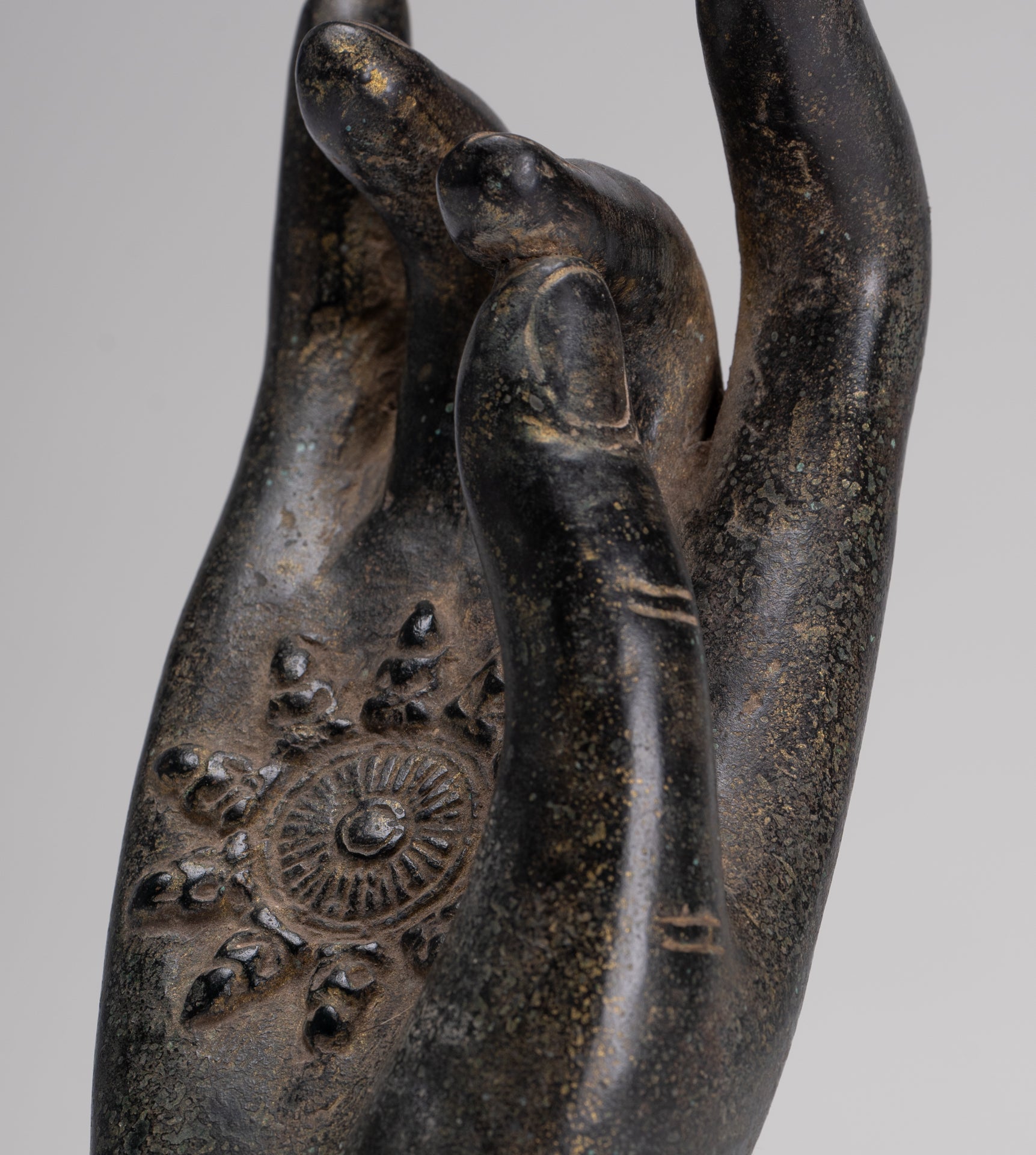 Antique Khmer Style Southeast Asia Bronze Teaching Hand - 22cm/9"