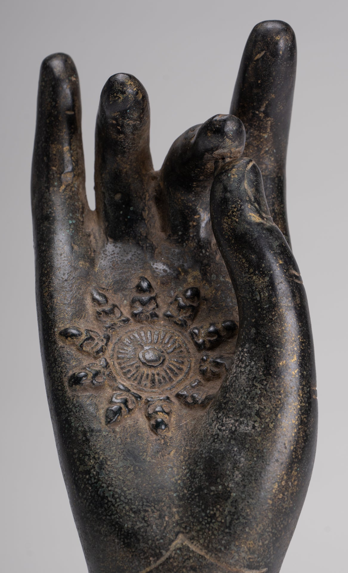 Antique Khmer Style Southeast Asia Bronze Teaching Hand - 22cm/9"