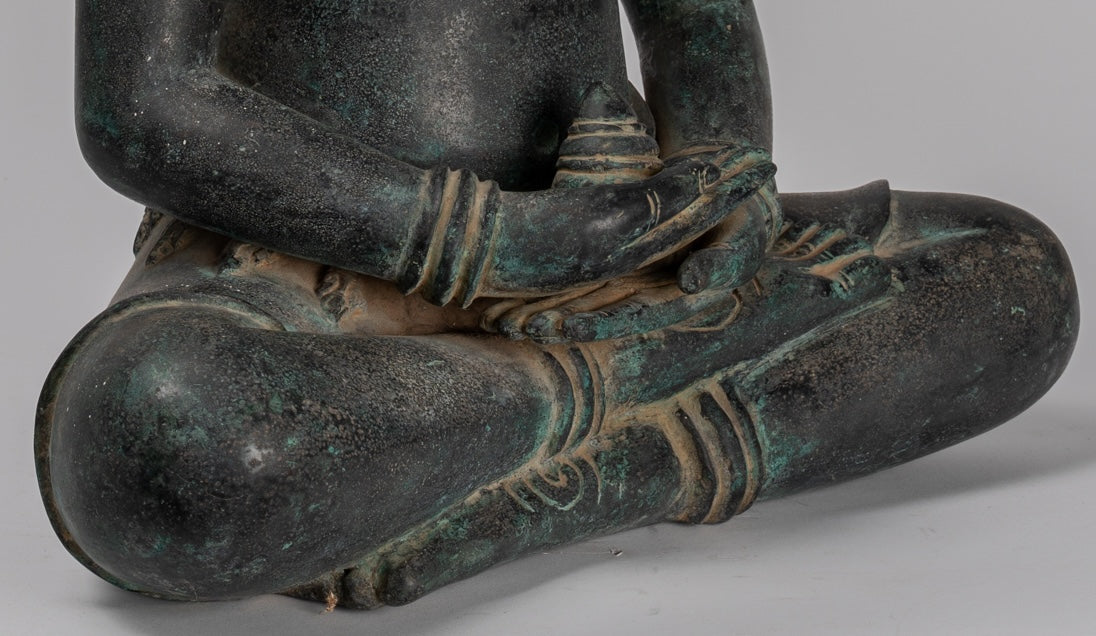 Estatua de Buda - Estatua de Buda de Meditación Amitabha de Bronce Antique Khmer - 55cm/22 "