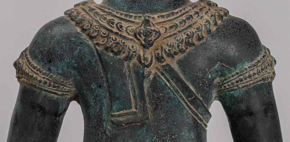 Estatua de Buda - Estatua de Buda de Meditación Amitabha de Bronce Antique Khmer - 55cm/22 "