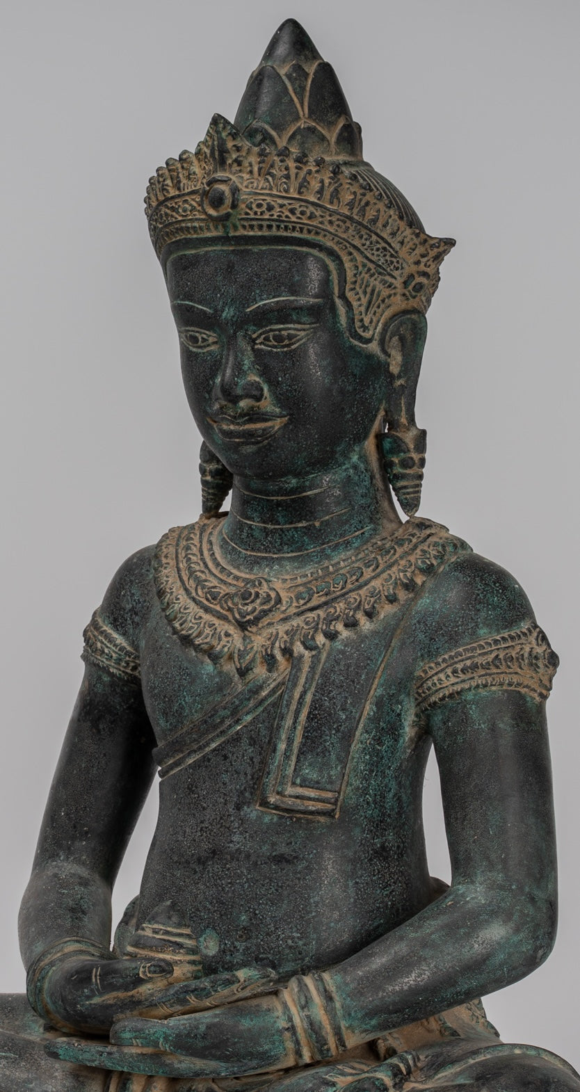 Estatua de Buda - Estatua de Buda de Meditación Amitabha de Bronce Antique Khmer - 55cm/22 "