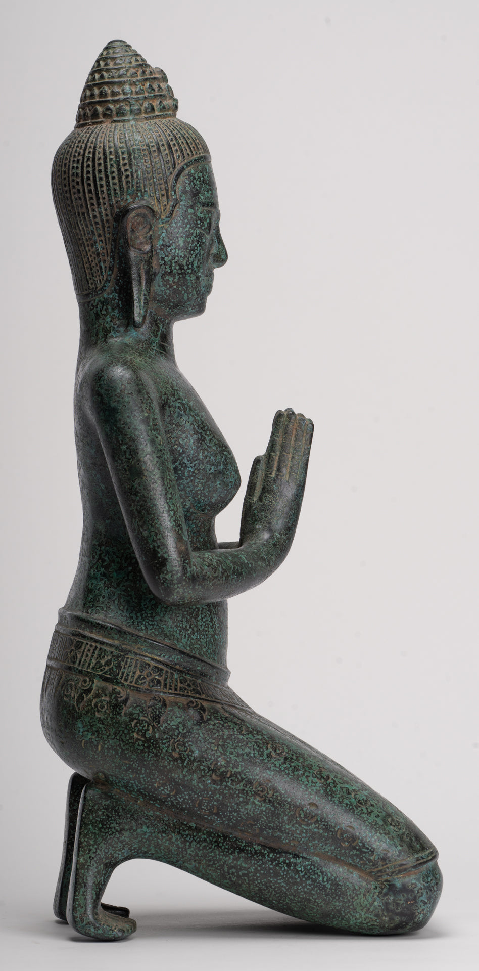 Deity Statue - Antique Khmer Style Bayon Prajnaparamita Statue / Goddess - 45cm/18"