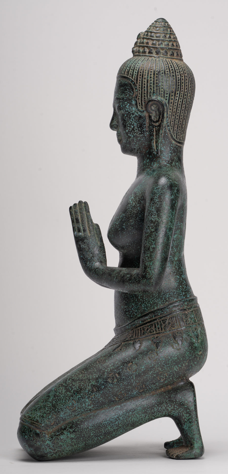 Deity Statue - Antique Khmer Style Bayon Prajnaparamita Statue / Goddess - 45cm/18"