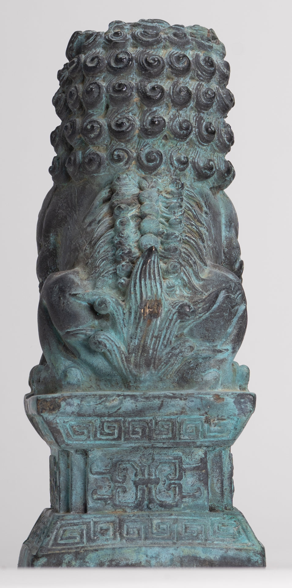 Antique Chinese Style Bronze Temple Guardian Lions Shishi Lions Foo Dogs Imperial Lions (Pair) - 16.5cm/7"