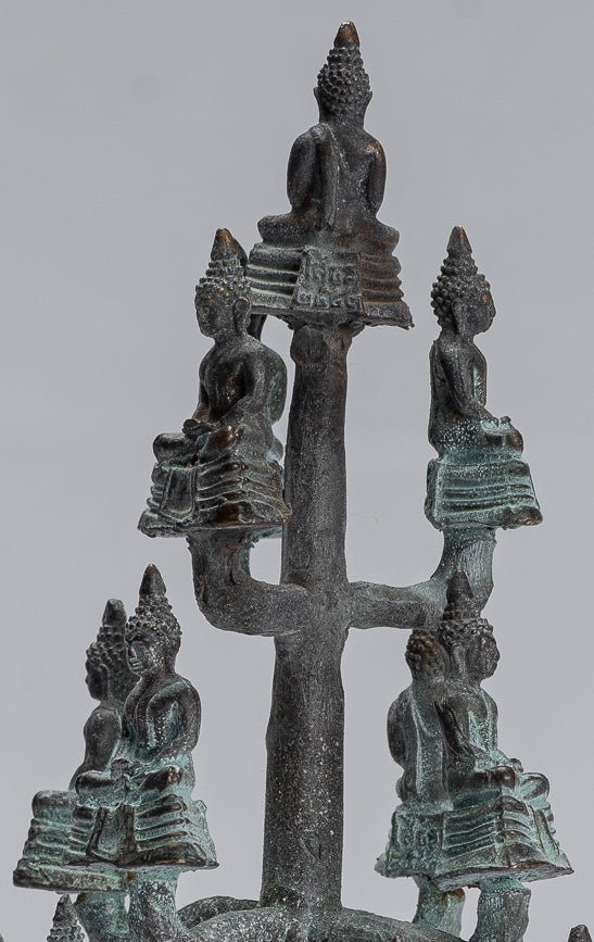Buddha Sculpture - Antique Thai Style Bronze Seated Meditation Buddha Statues - 18cm/7"