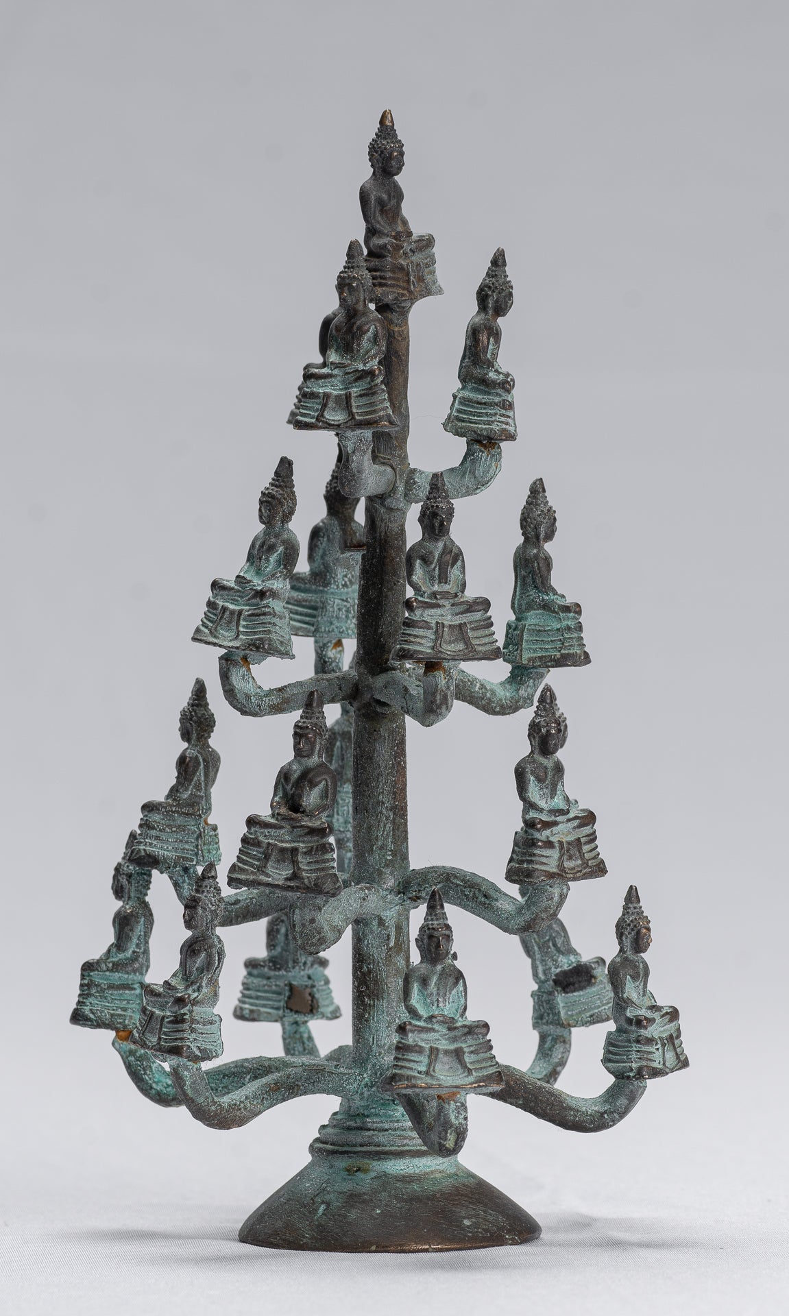 Buddha Sculpture - Antique Thai Style Bronze Seated Meditation Buddha Statues - 18cm/7"
