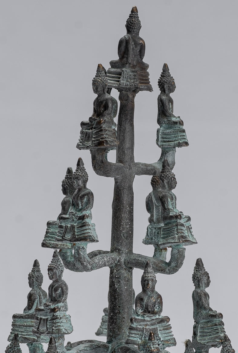 Buddha Sculpture - Antique Thai Style Bronze Seated Meditation Buddha Statues - 18cm/7"