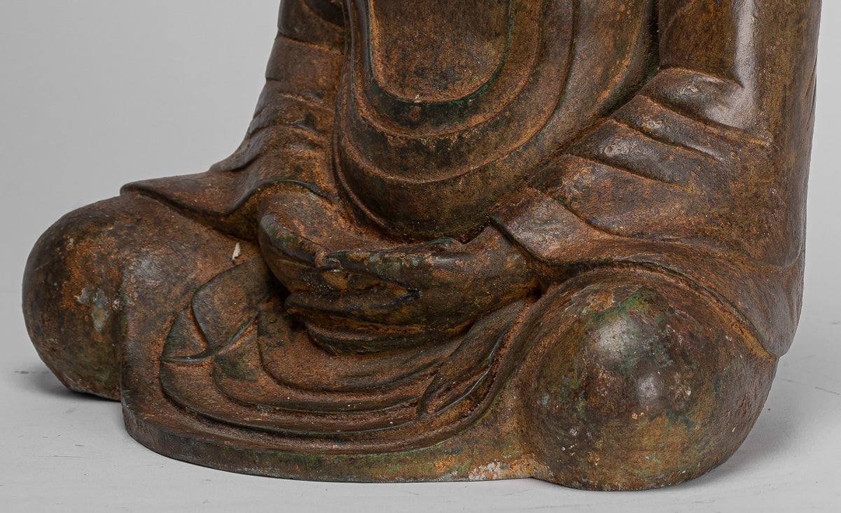 Japanese Buddha - Antique Japanese Style Bronze Seated Meditation Amitabha Buddha Statue - 36cm/14"